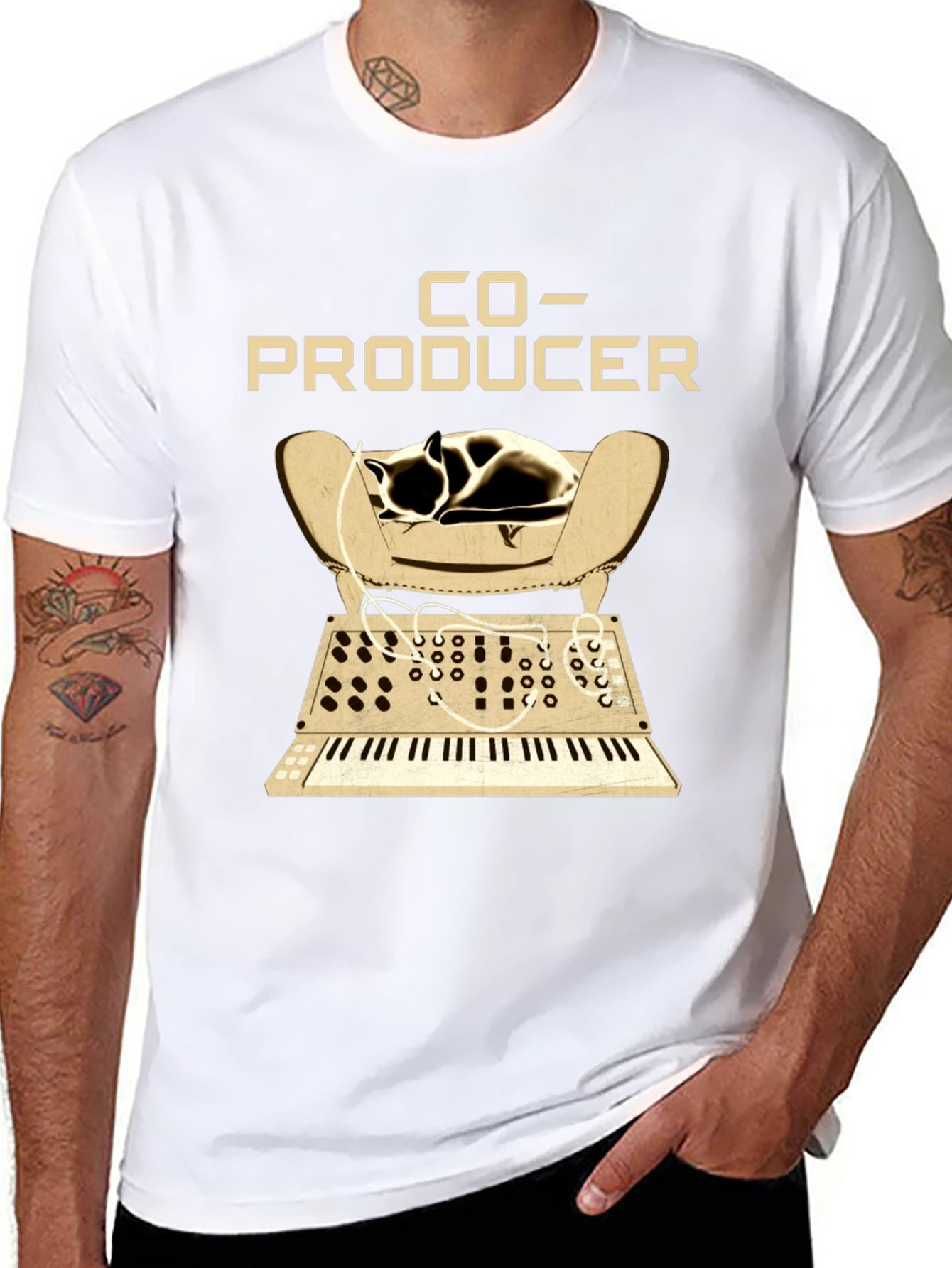 Co-Producer Cat Synth T-Shirt | Musician Tee