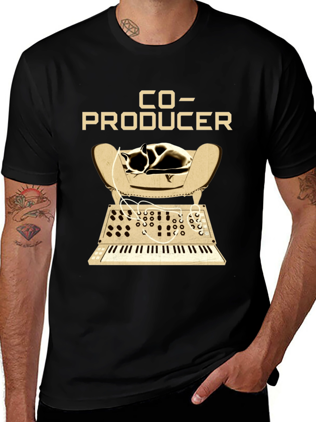 Co-Producer Cat Synth T-Shirt | Musician Tee