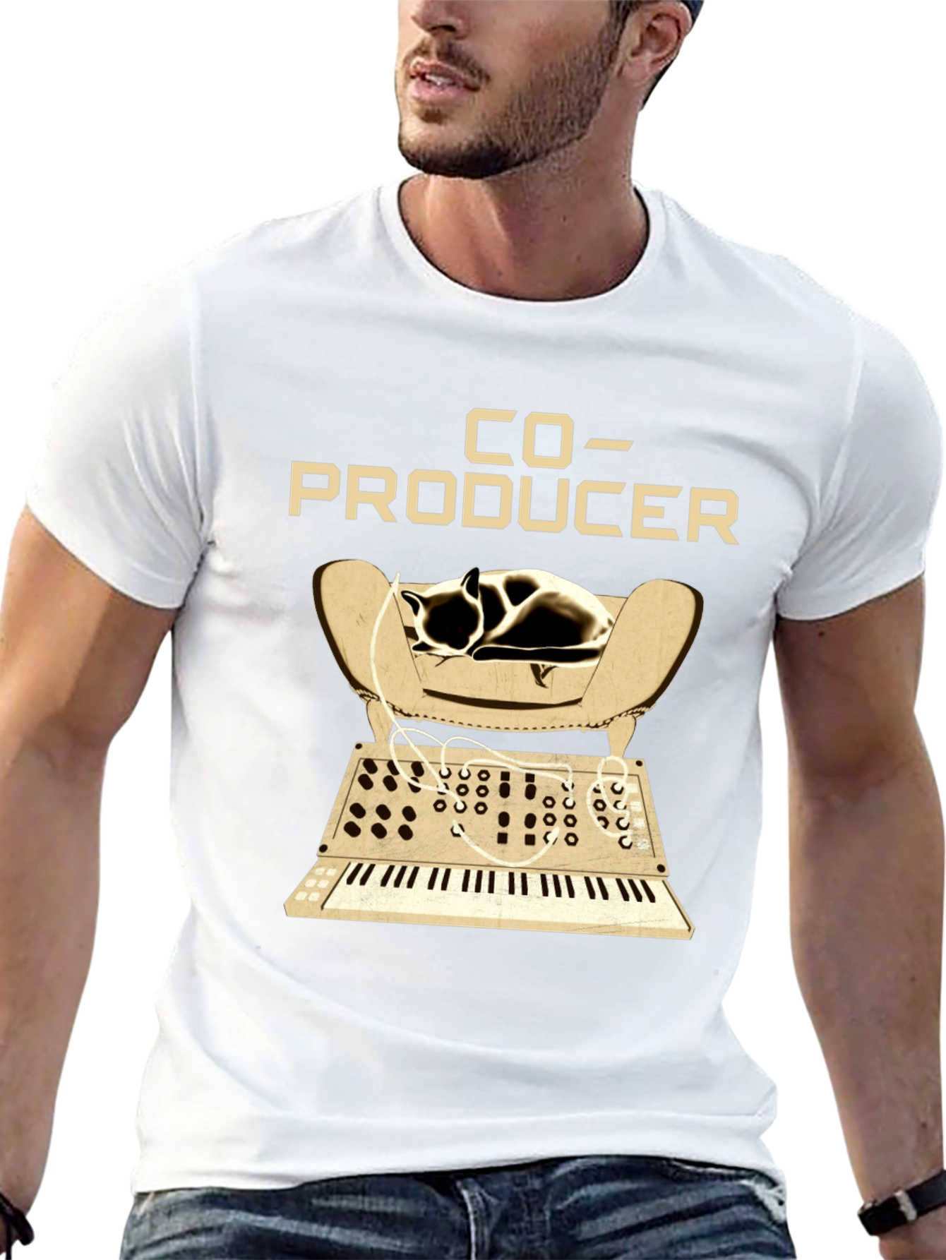 Co-Producer Cat Synth T-Shirt | Musician Tee