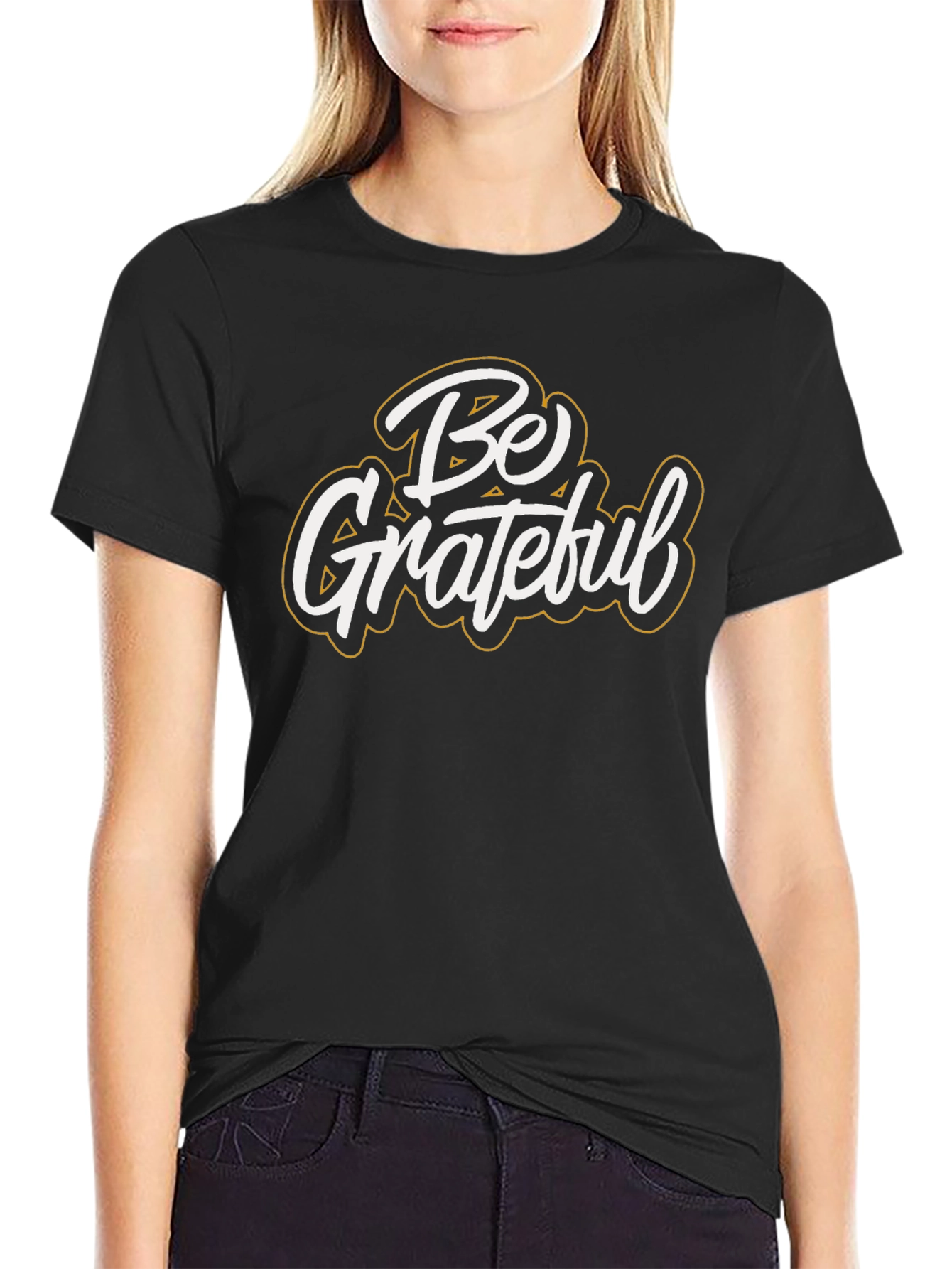 Be Grateful Graphic Tee - Black Casual T-Shirt