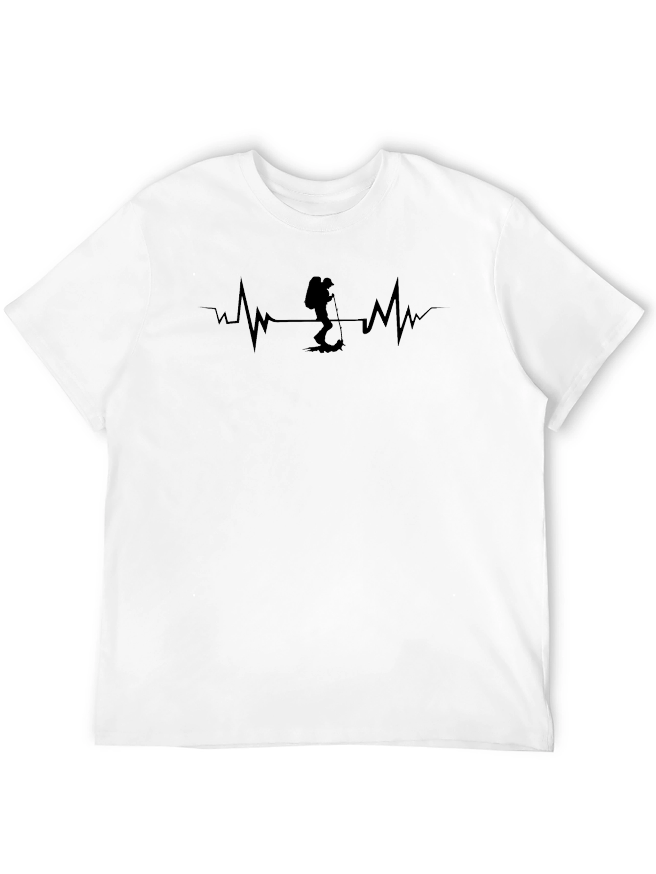 Hiking Heartbeat T-Shirt - Black Crew Neck
