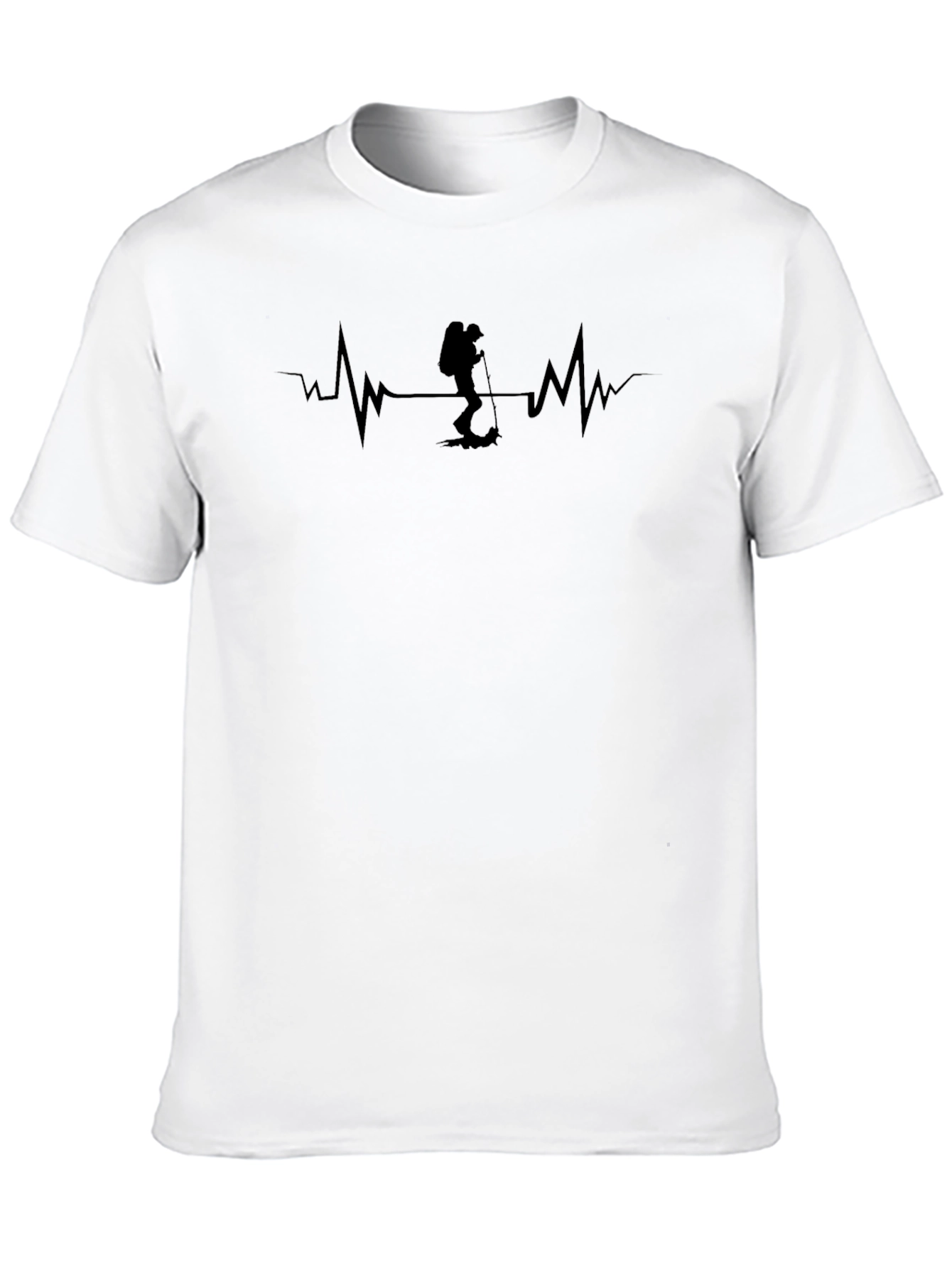 Hiking Heartbeat T-Shirt - Black Crew Neck