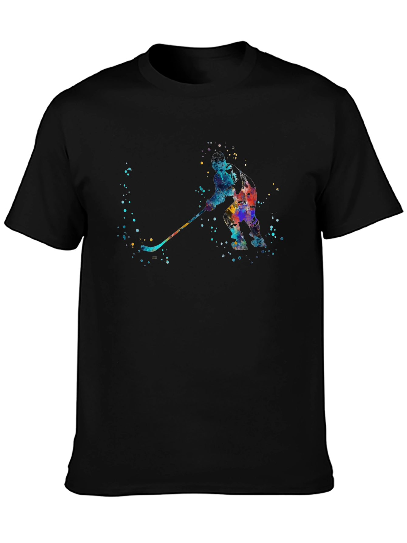 Abstract Hockey Player Black Graphic Tee