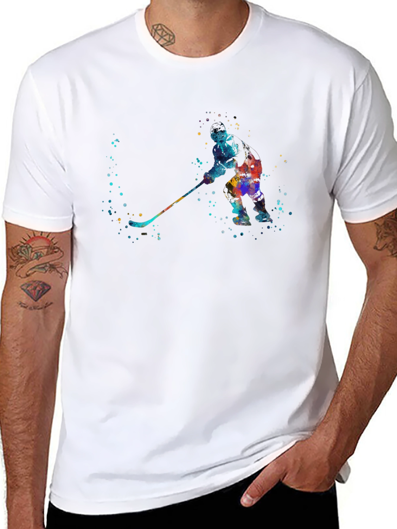 Abstract Hockey Player Black Graphic Tee