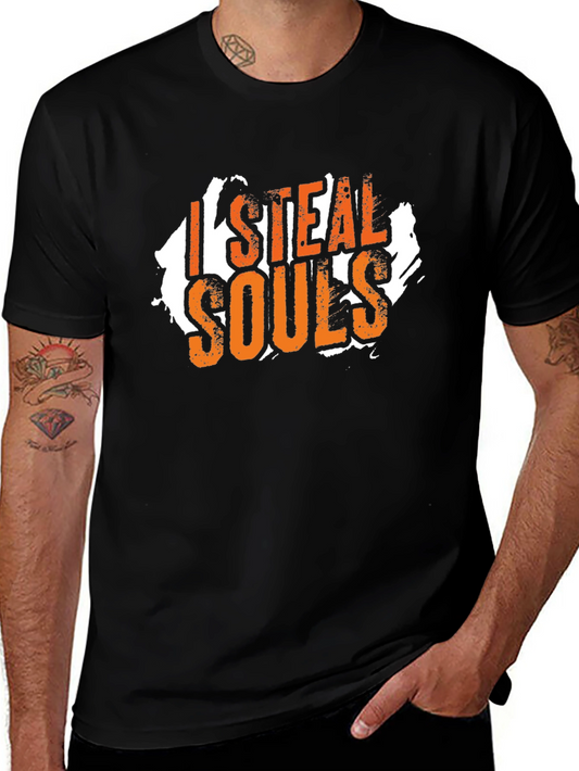 I Steal Souls Graphic Tee - Black Cotton Casual T-Shirt