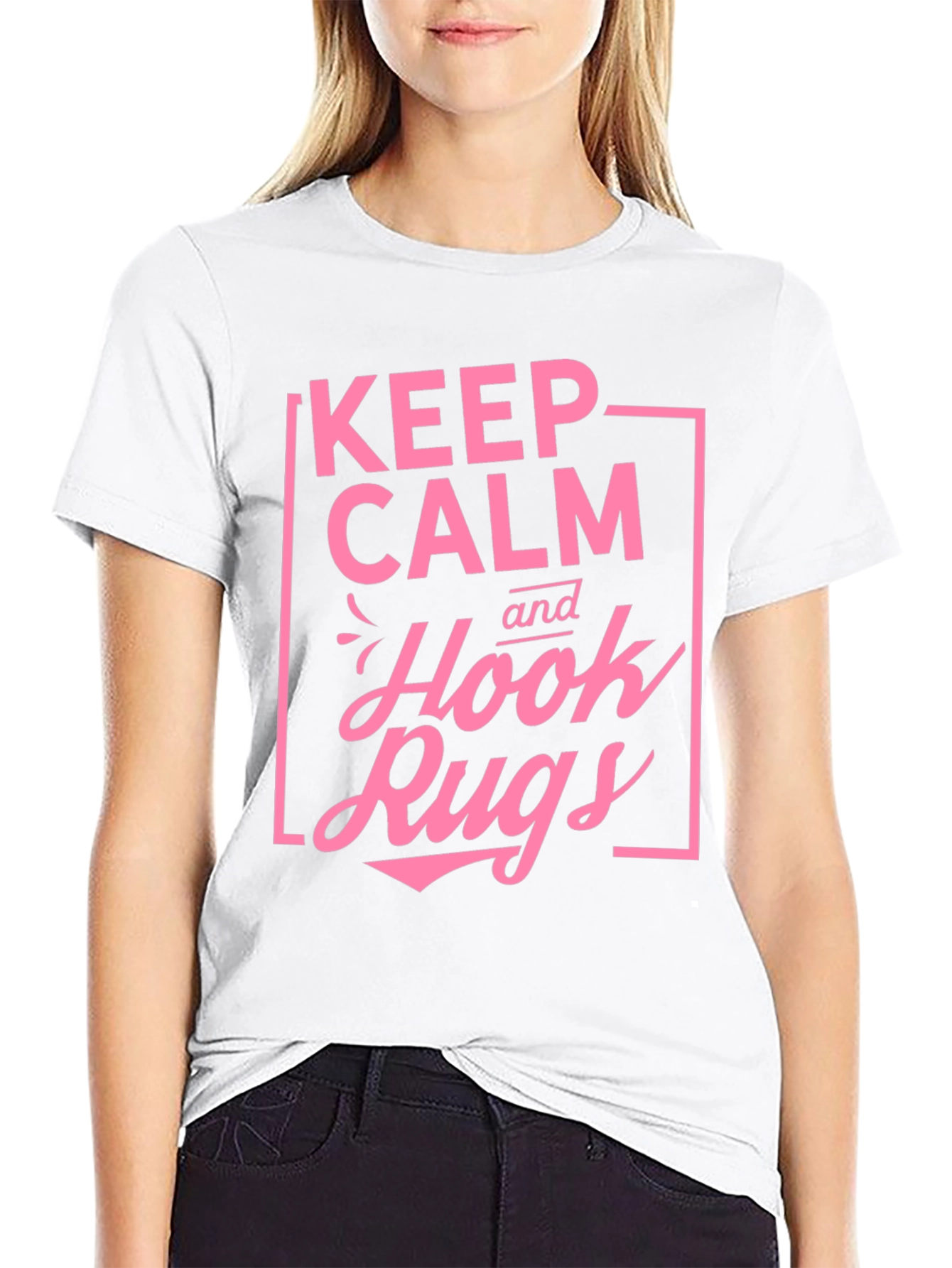 Keep Calm and Hook Rugs Black T-Shirt