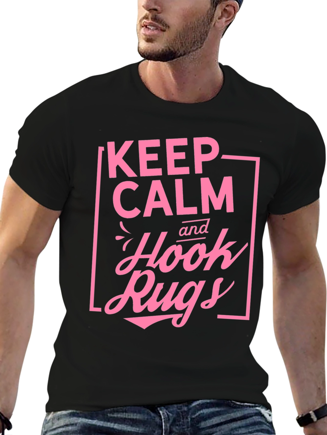 Keep Calm and Hook Rugs Black T-Shirt