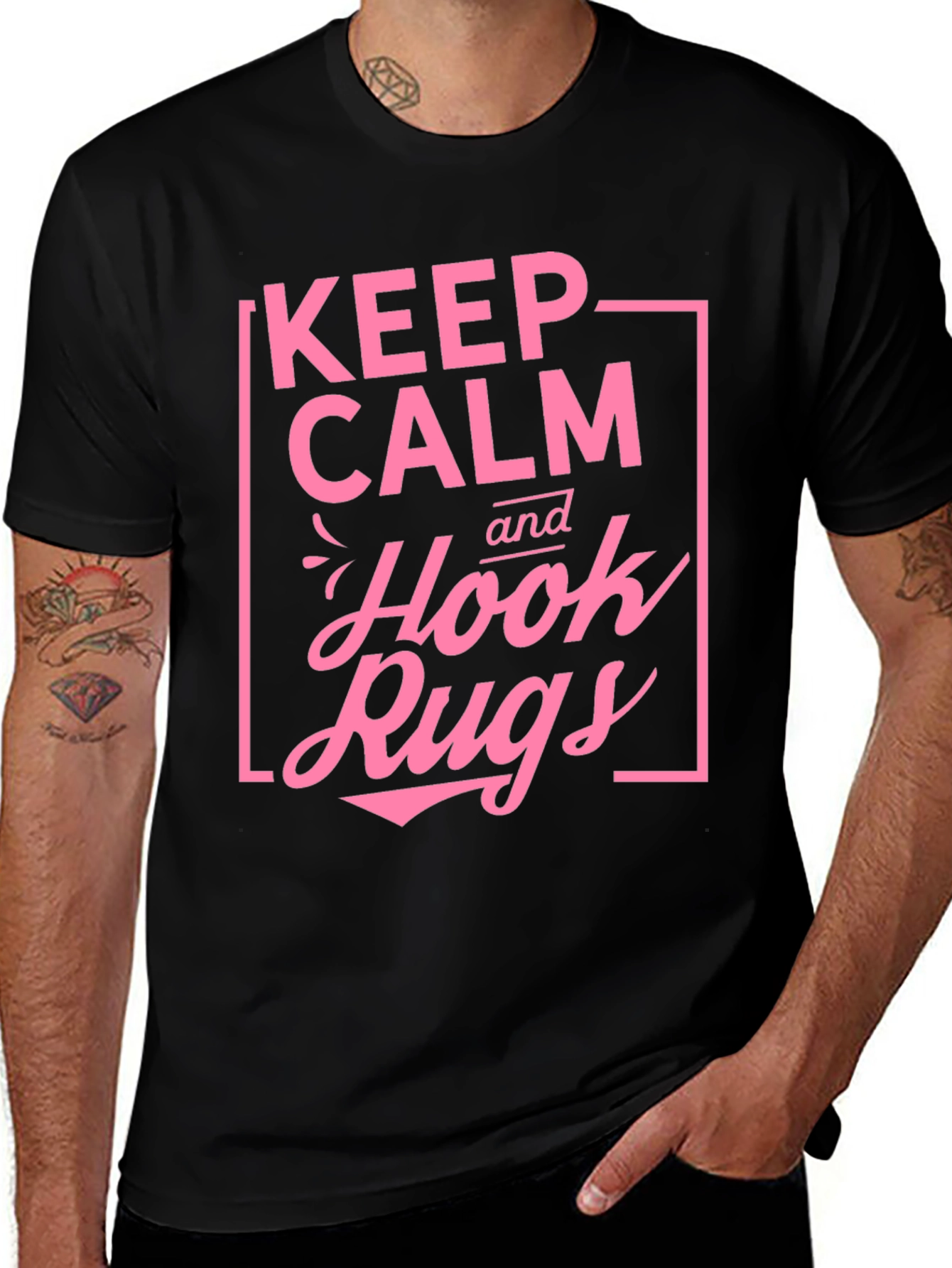 Keep Calm and Hook Rugs Black T-Shirt