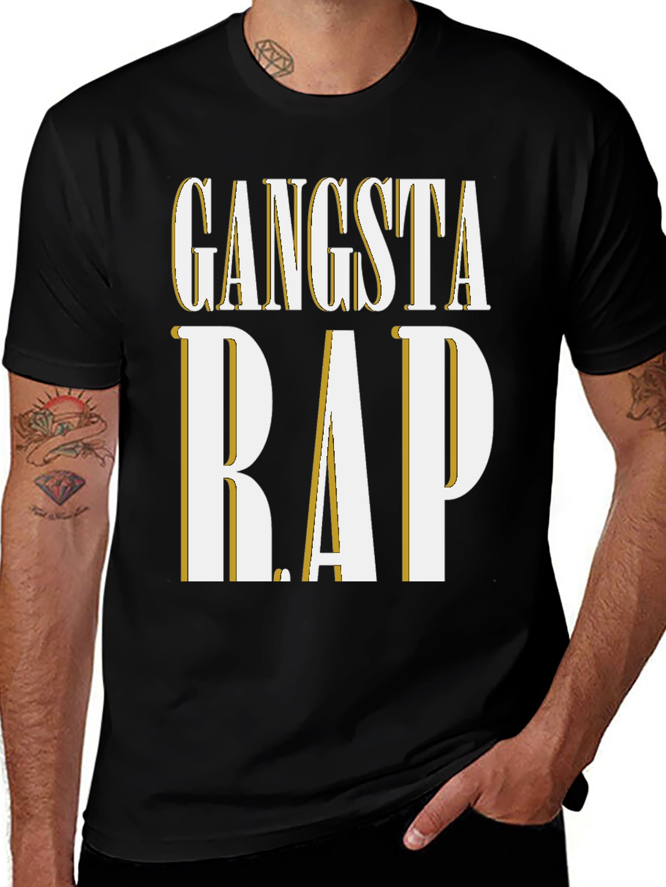Gangsta Rap Graphic Tee - Mens Crew Neck T-Shirt