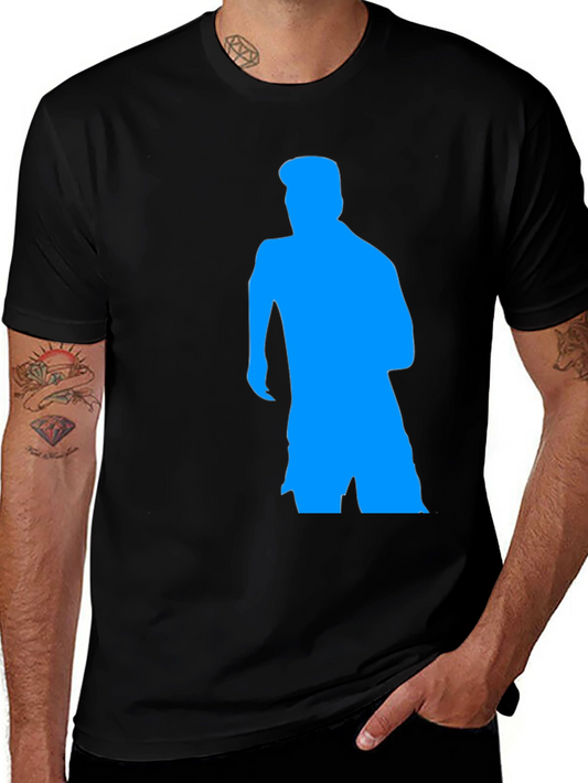 Black T-Shirt with Blue Silhouette Graphic