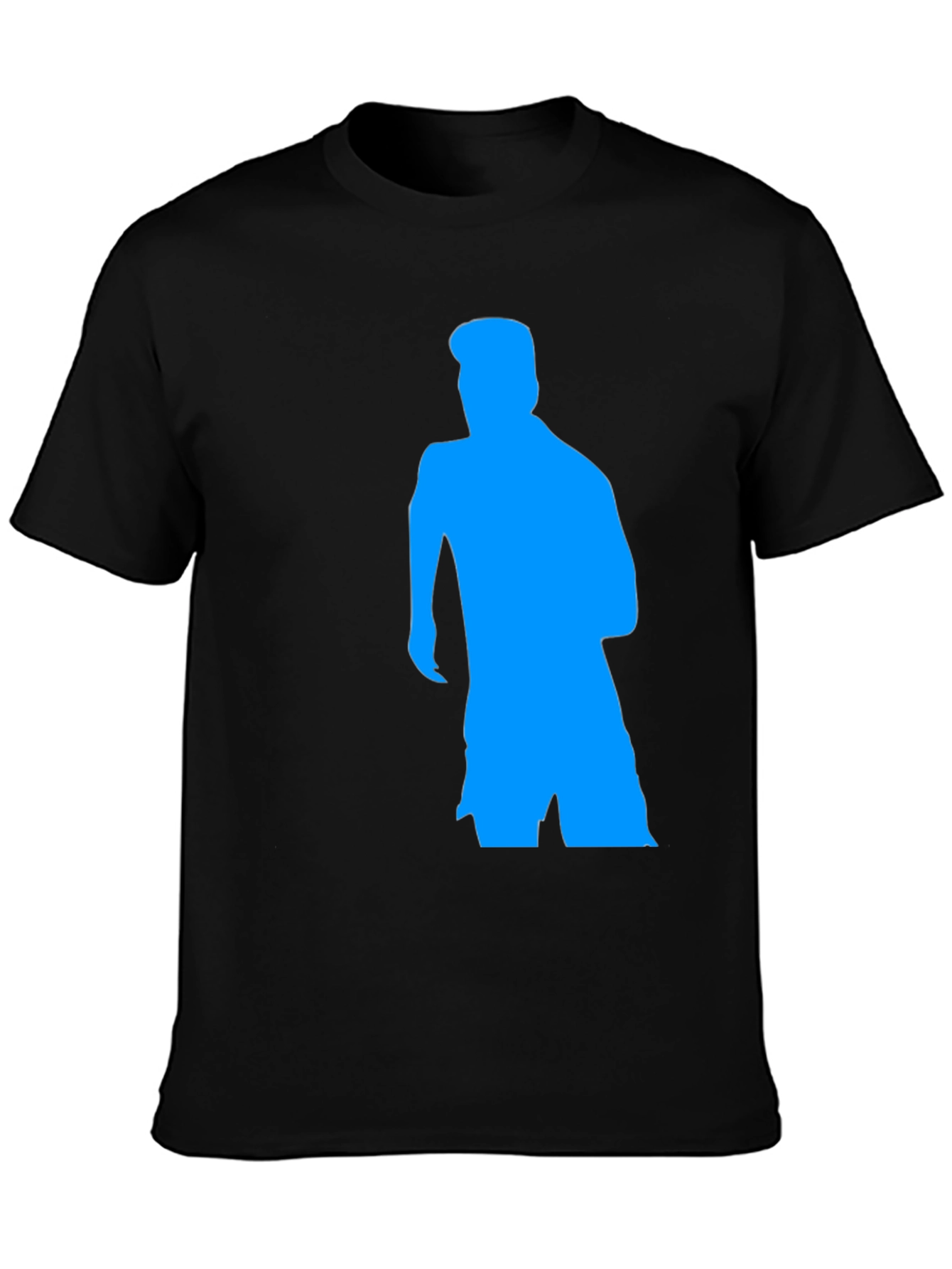 Black T-Shirt with Blue Silhouette Graphic