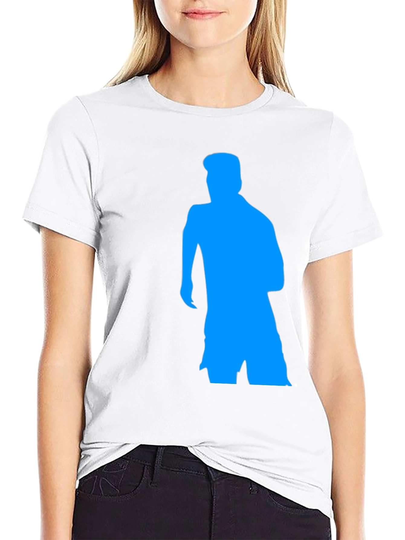 Black T-Shirt with Blue Silhouette Graphic