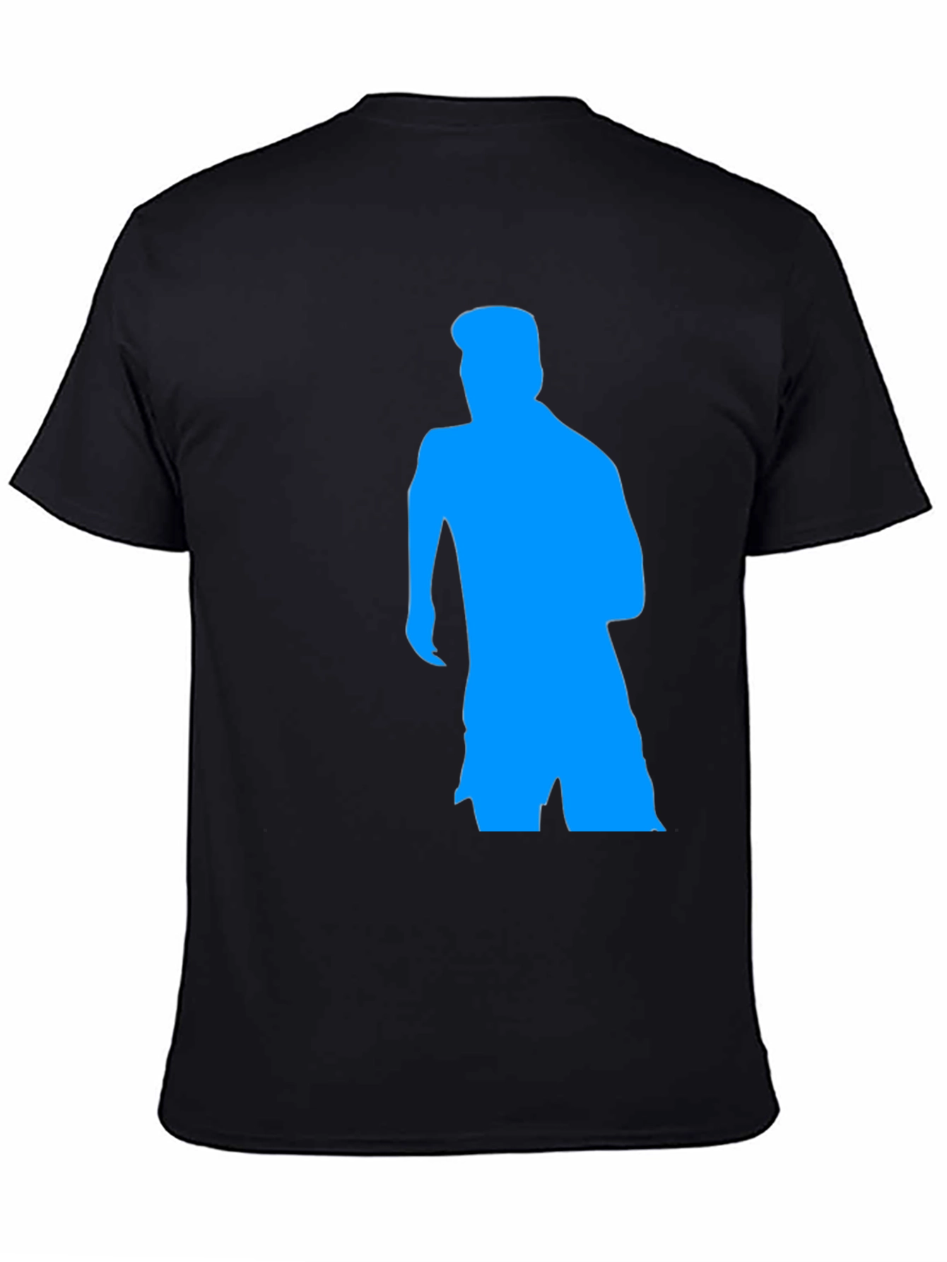 Black T-Shirt with Blue Silhouette Graphic