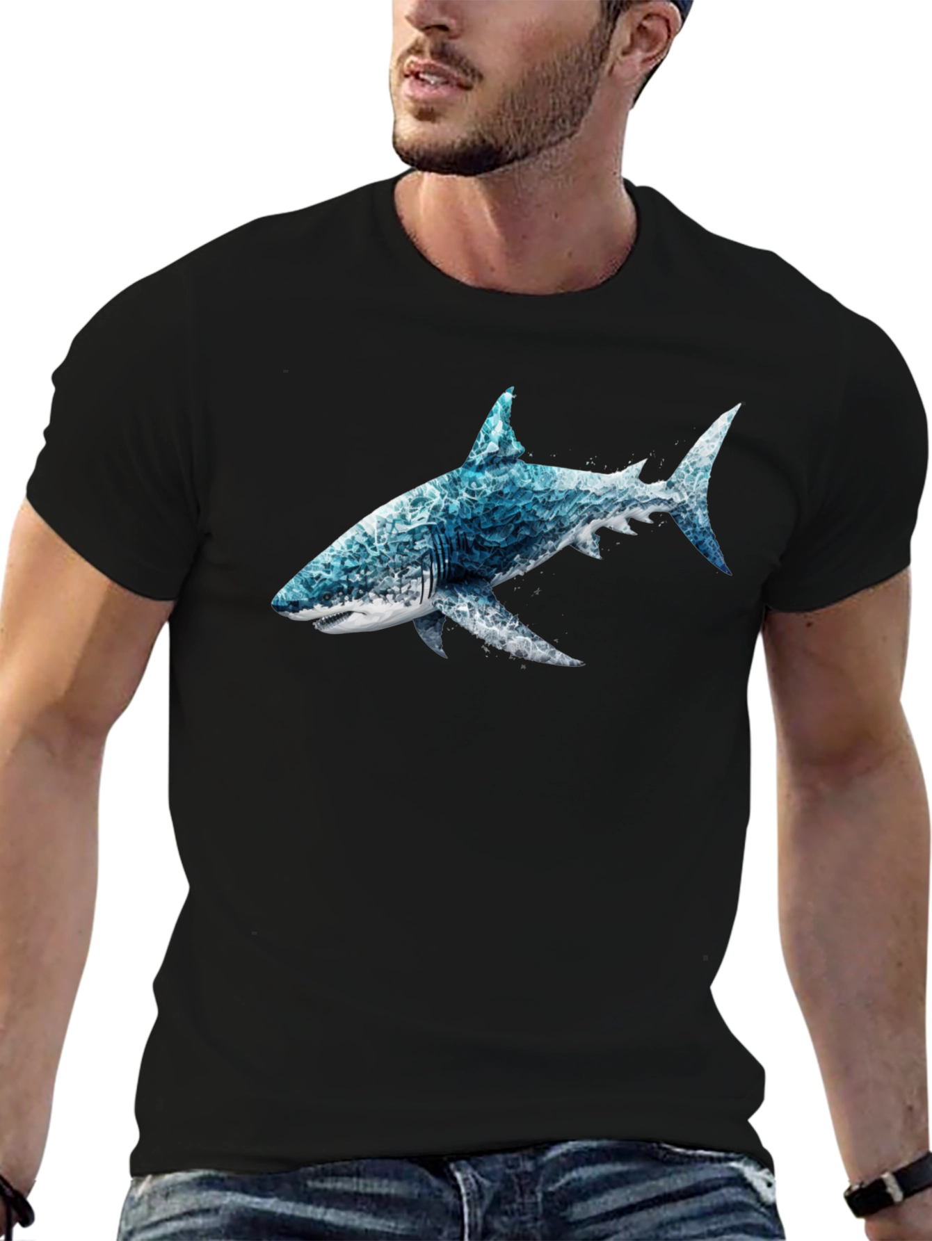 Ocean Wave Shark Graphic T-Shirt