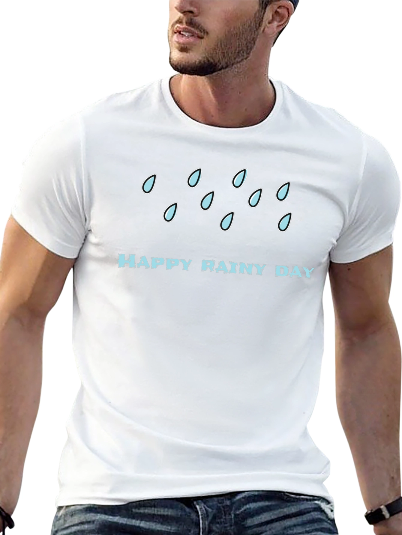 Happy Rainy Day Graphic Black Tee