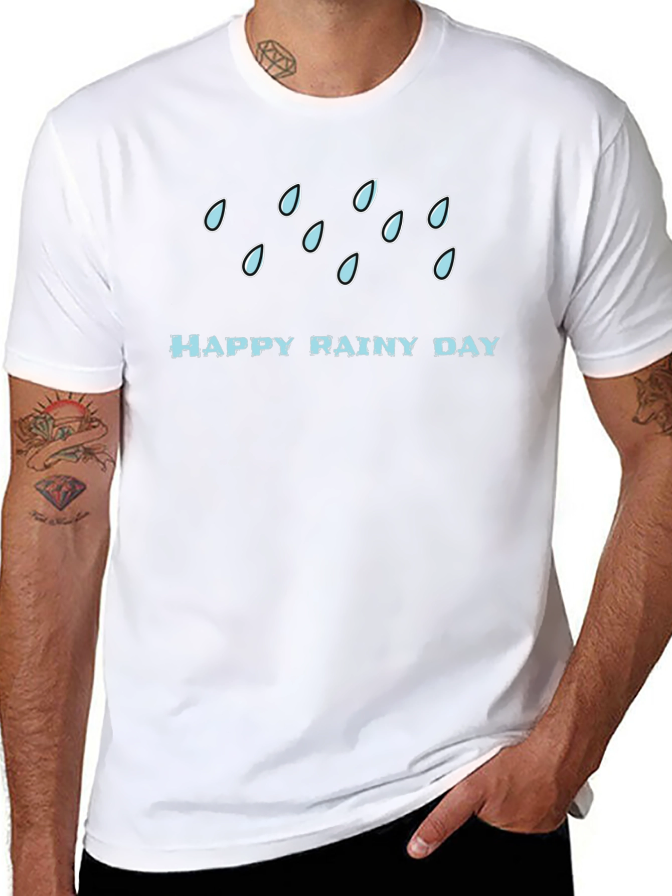 Happy Rainy Day Graphic Black Tee