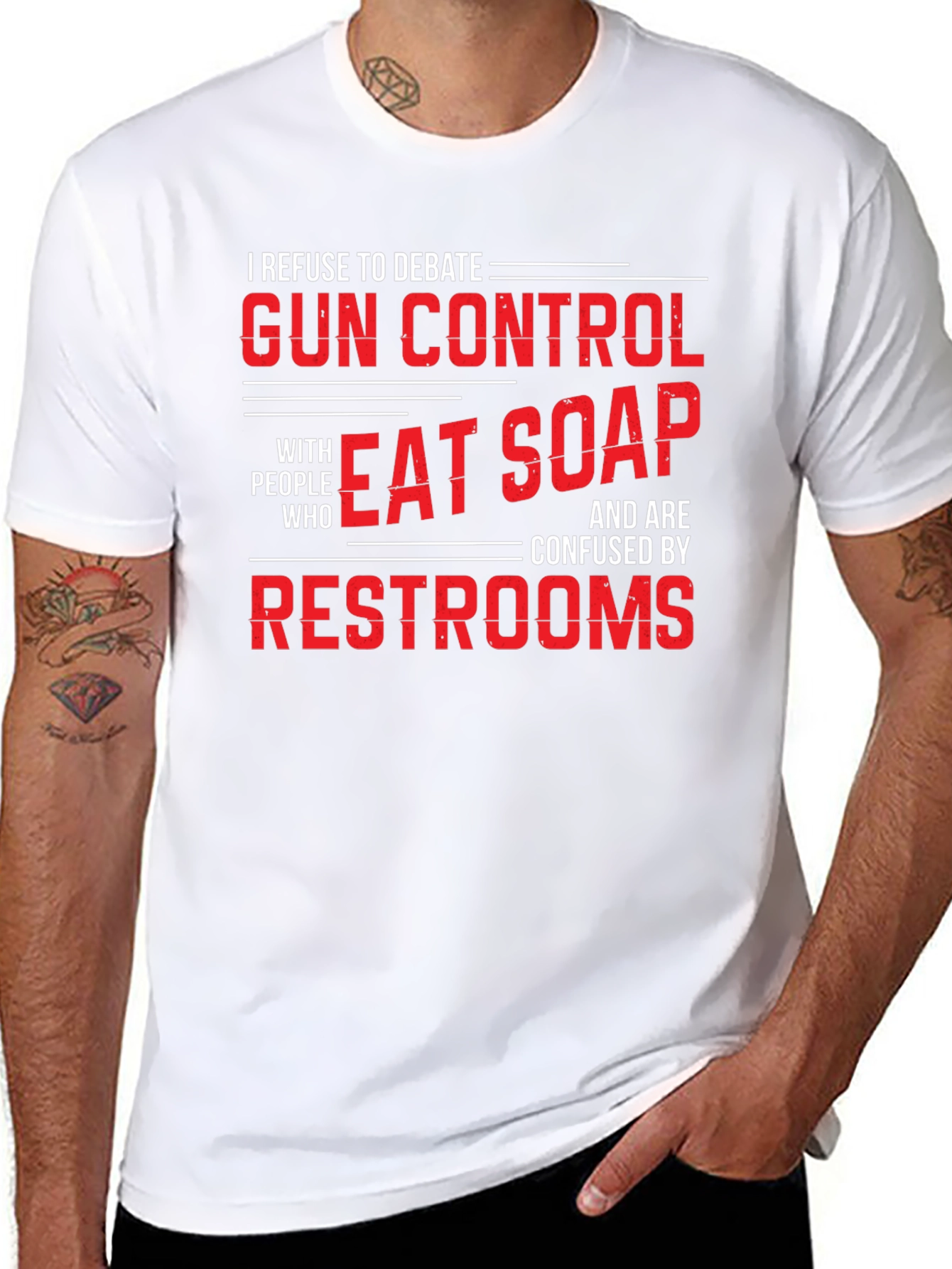 Gun Control Debate T-Shirt - Eat Soap Funny Tee