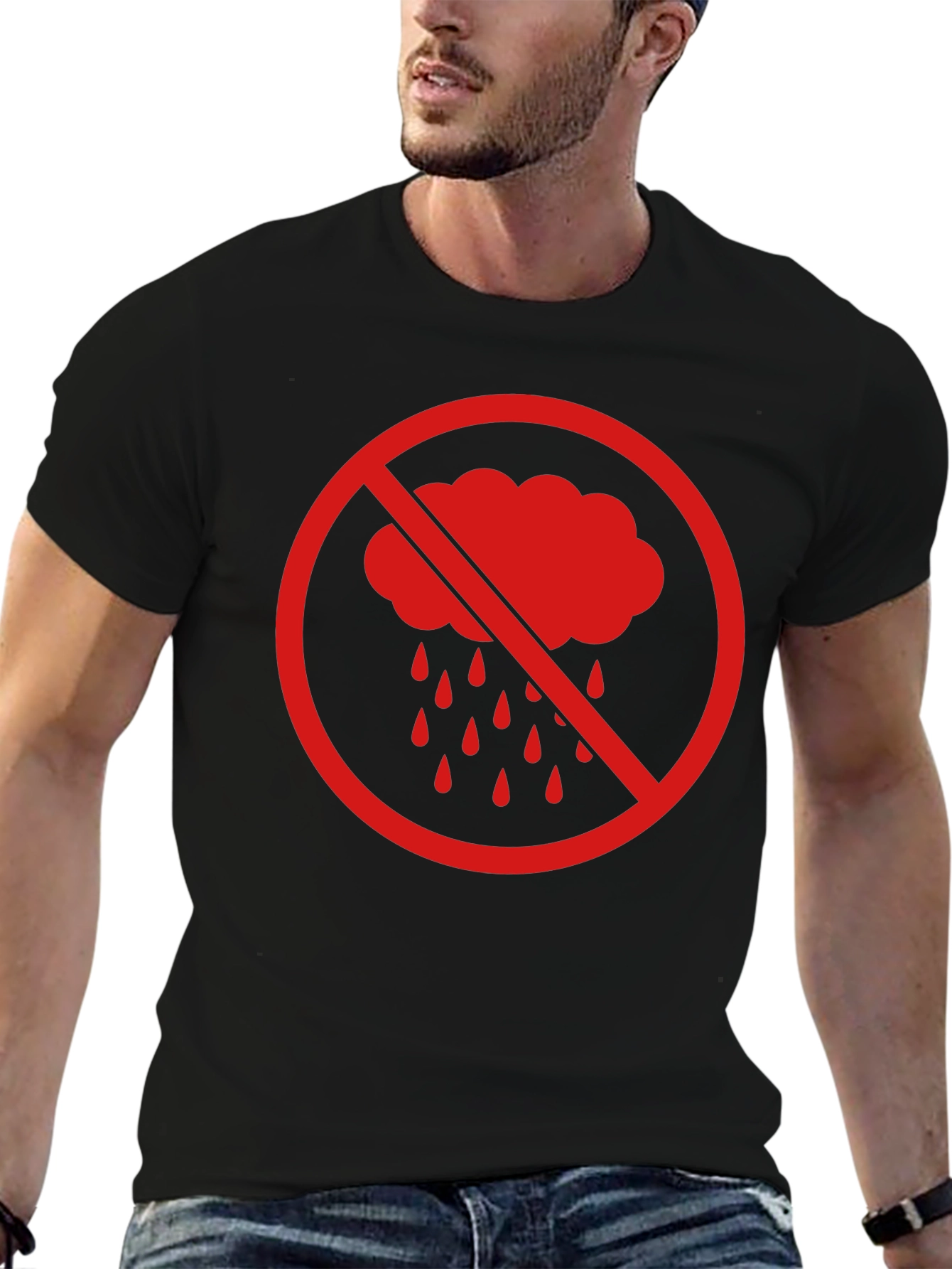 No Rain Graphic Tee - Black Cotton T-Shirt