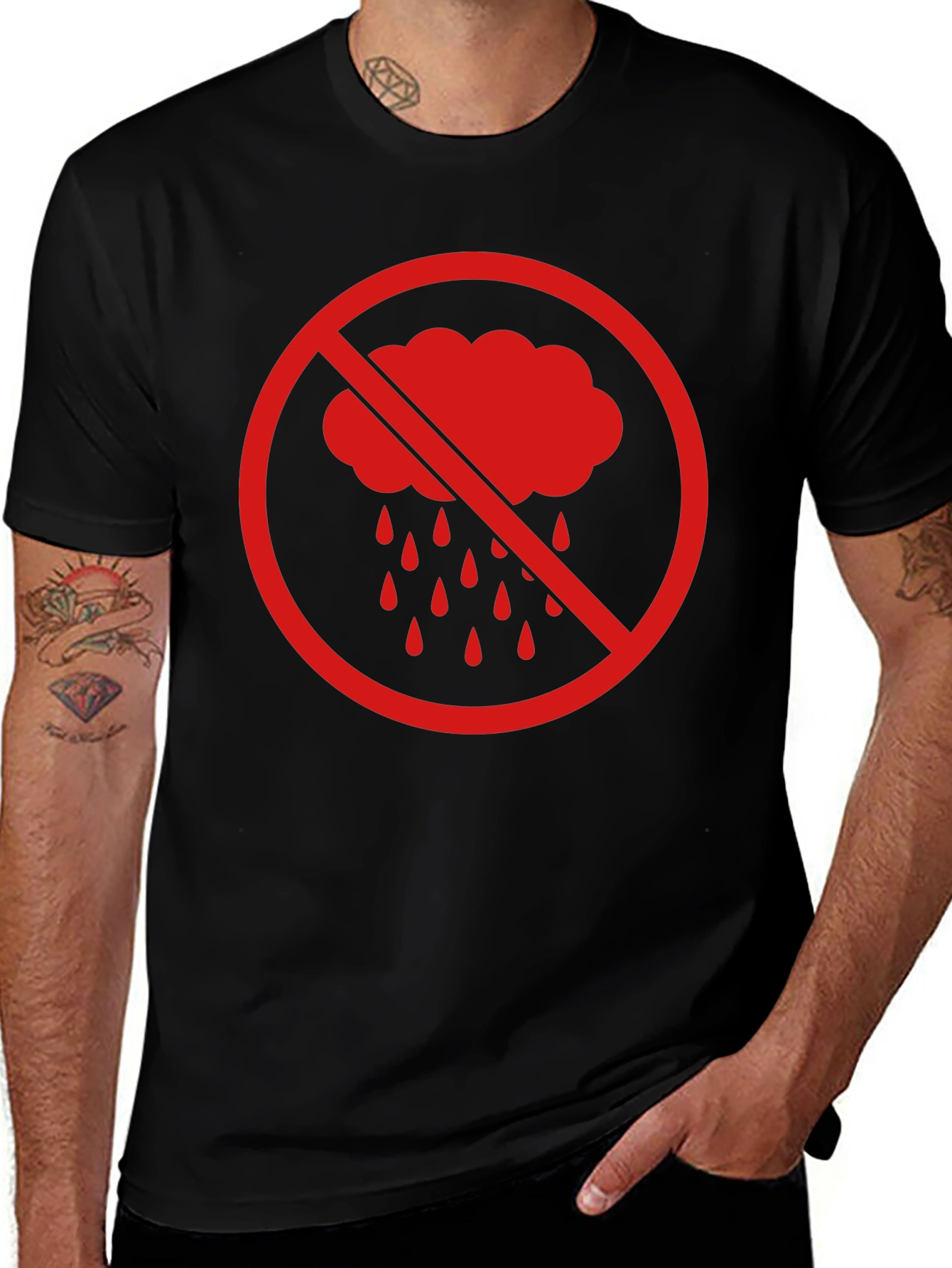 No Rain Graphic Tee - Black Cotton T-Shirt