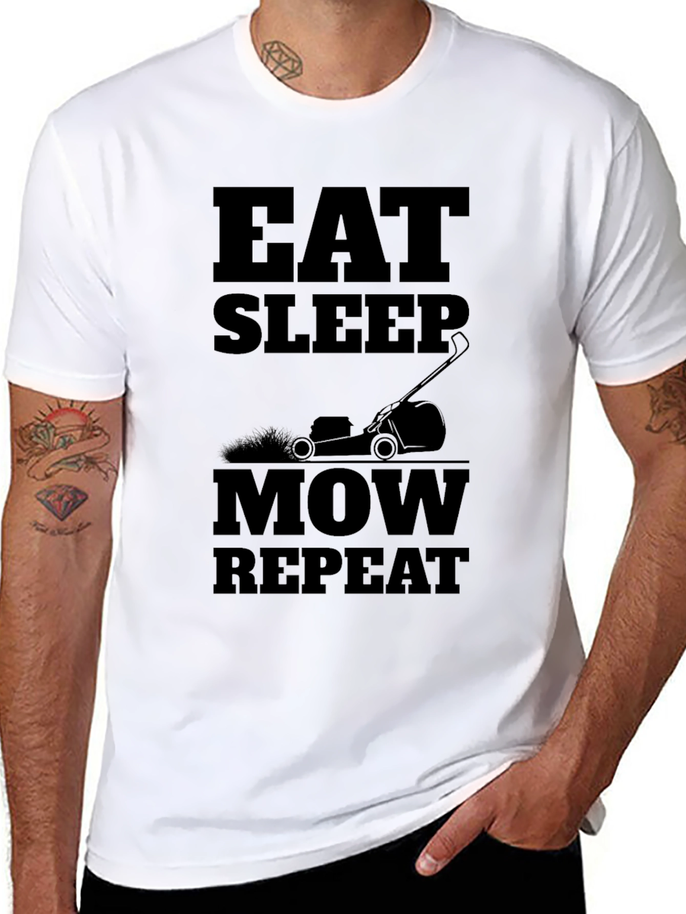 Eat Sleep Mow Repeat Graphic Tee