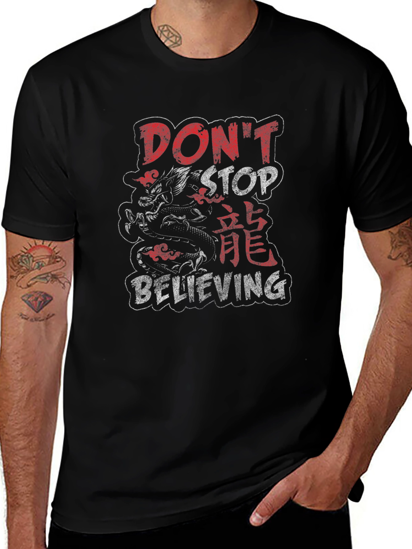 Dragon Dont Stop Believing Black T-Shirt