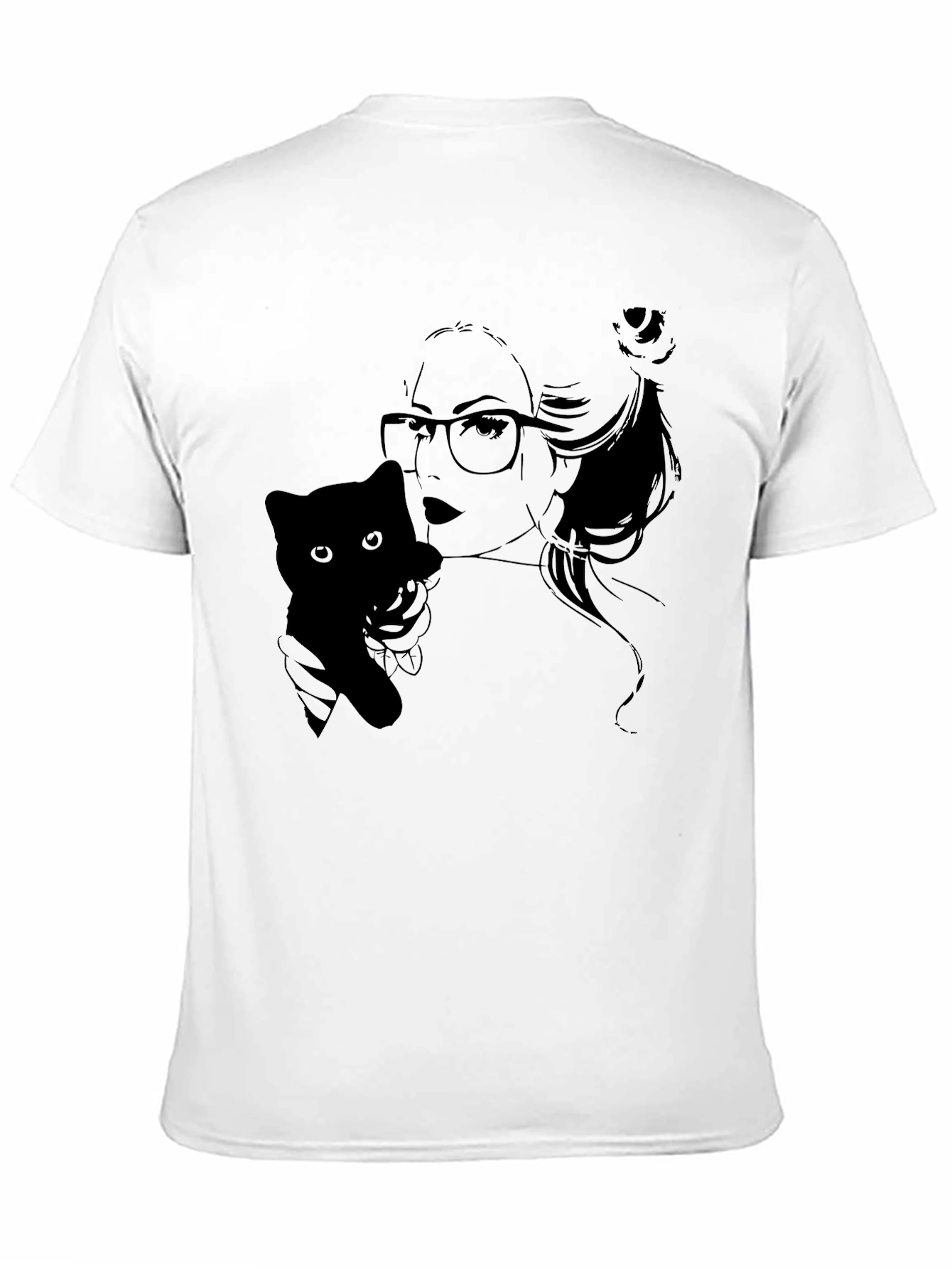 Black T-Shirt with Cat Lady Graphic
