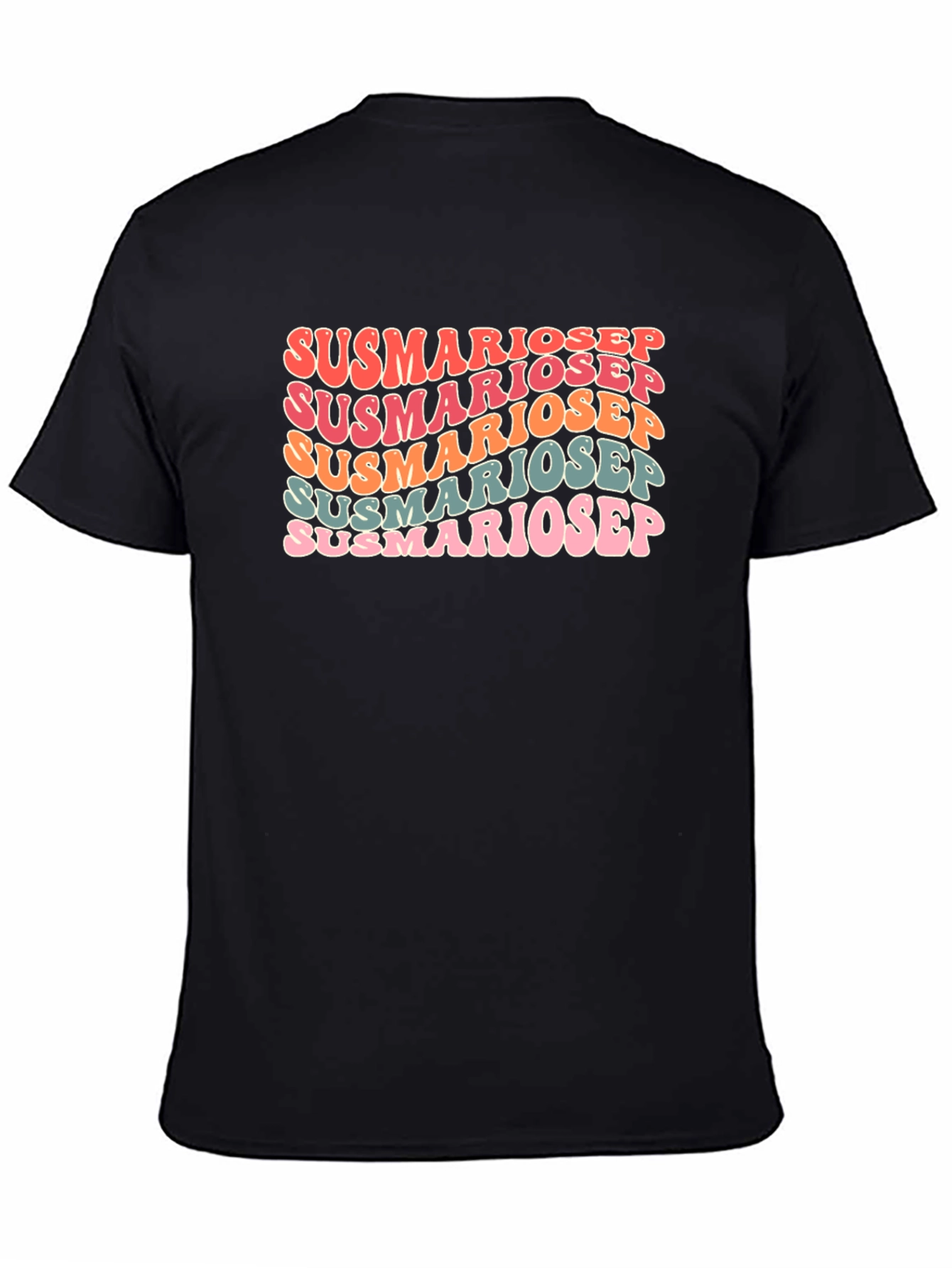 Susmariosep Text Graphic Tee - Retro Style Black T-Shirt