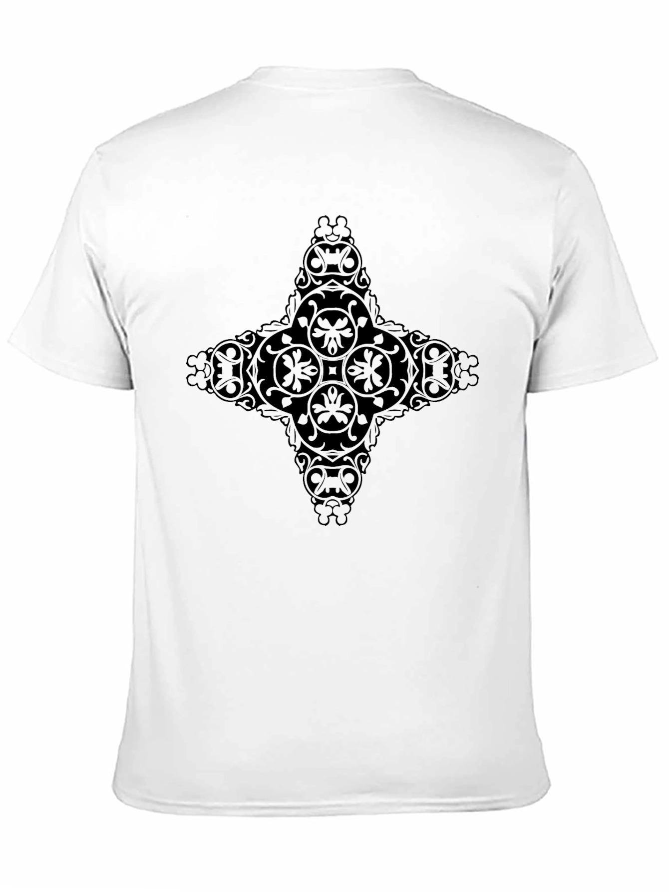 Mens Black Graphic Tee - Ornate Cross Design