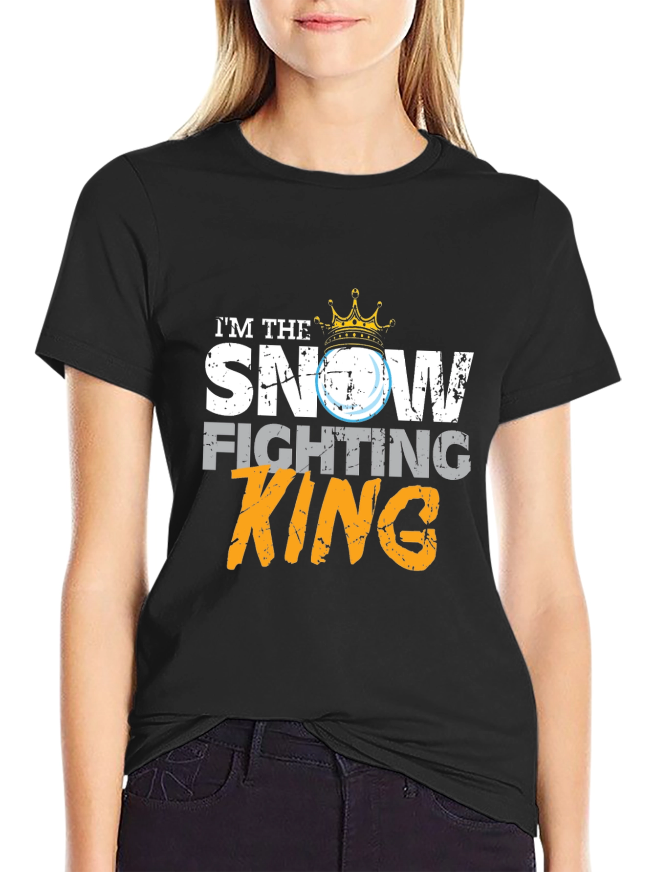 Snow Fighting King Graphic Tee - Funny Winter Apparel