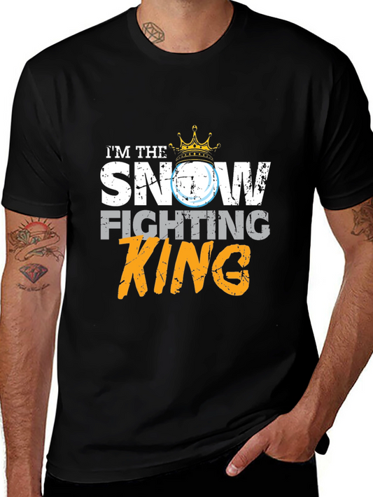 Snow Fighting King Graphic Tee - Funny Winter Apparel