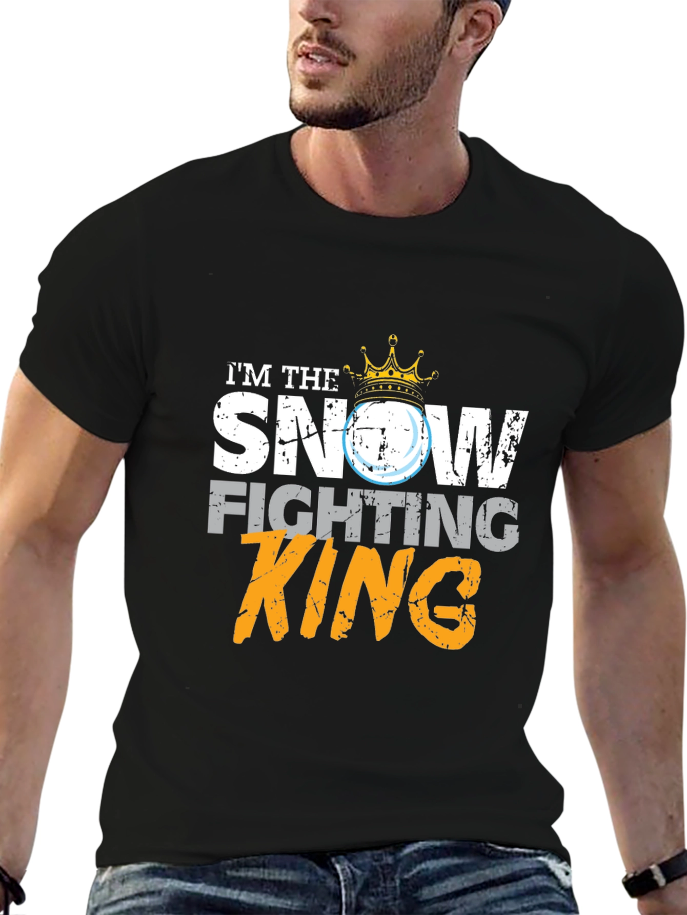 Snow Fighting King Graphic Tee - Funny Winter Apparel