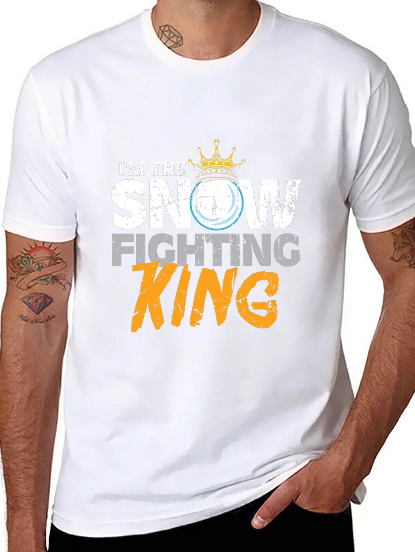 Snow Fighting King Graphic Tee - Funny Winter Apparel