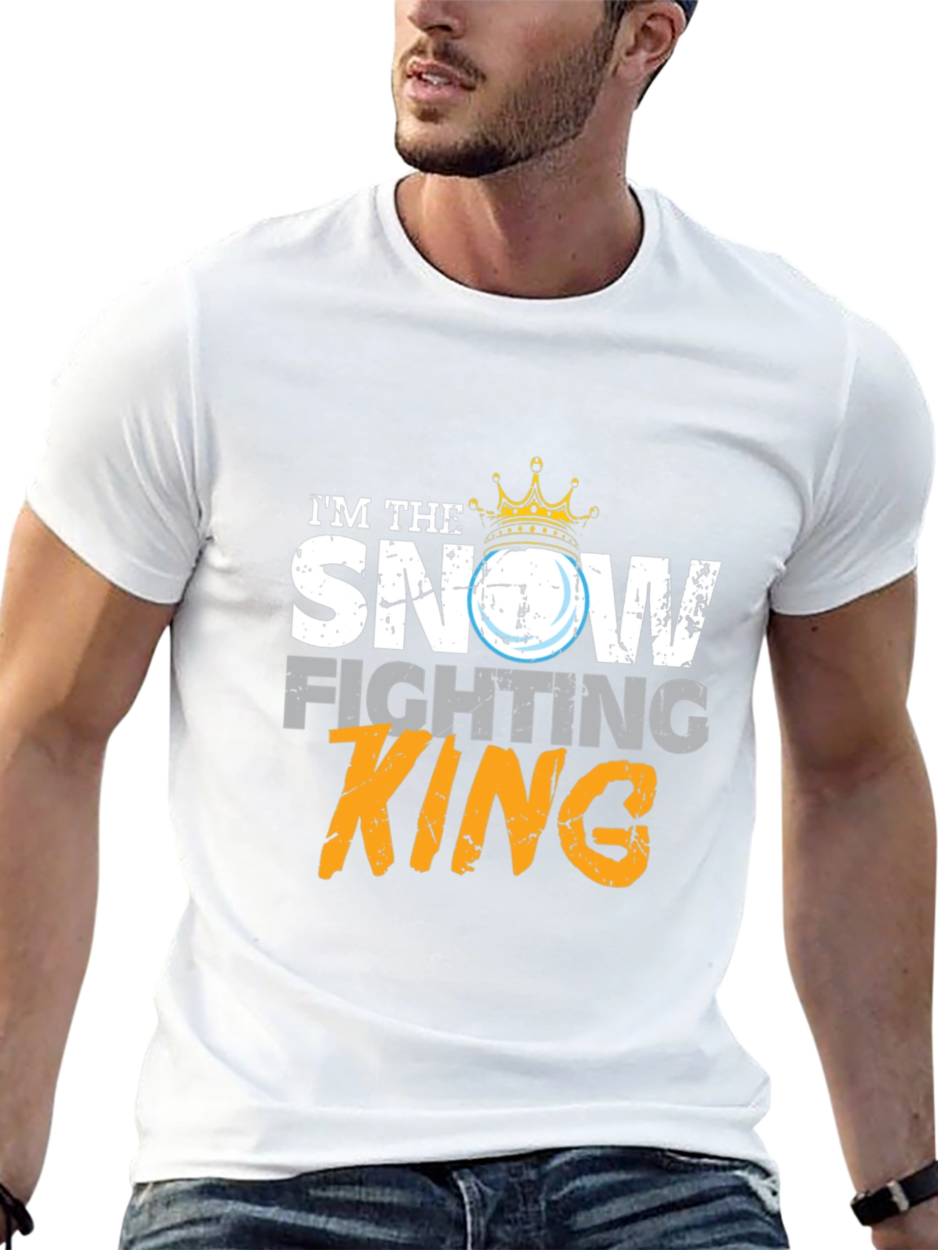 Snow Fighting King Graphic Tee - Funny Winter Apparel