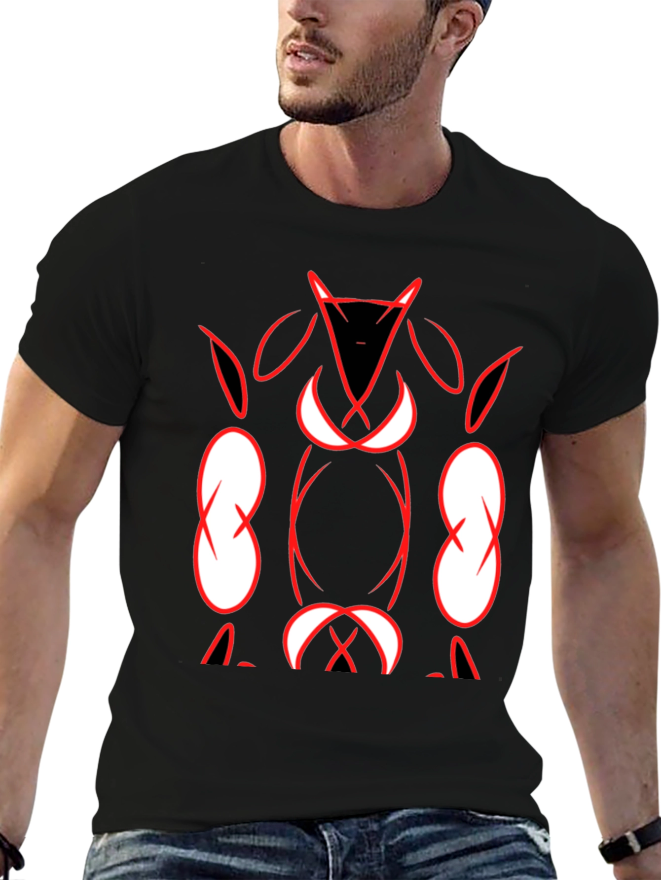 Abstract Graphic Print Black Tee