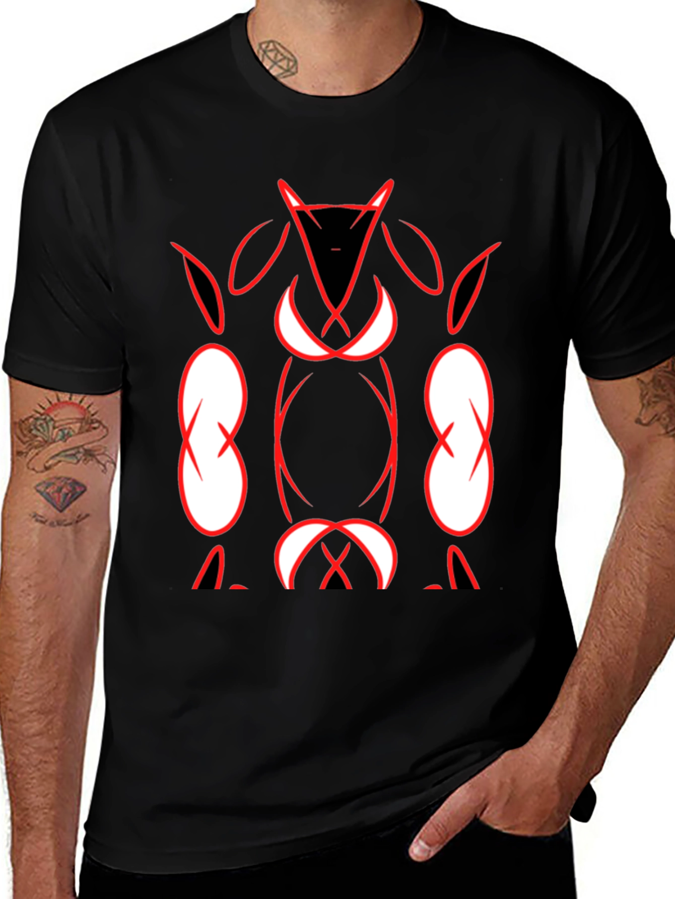 Abstract Graphic Print Black Tee