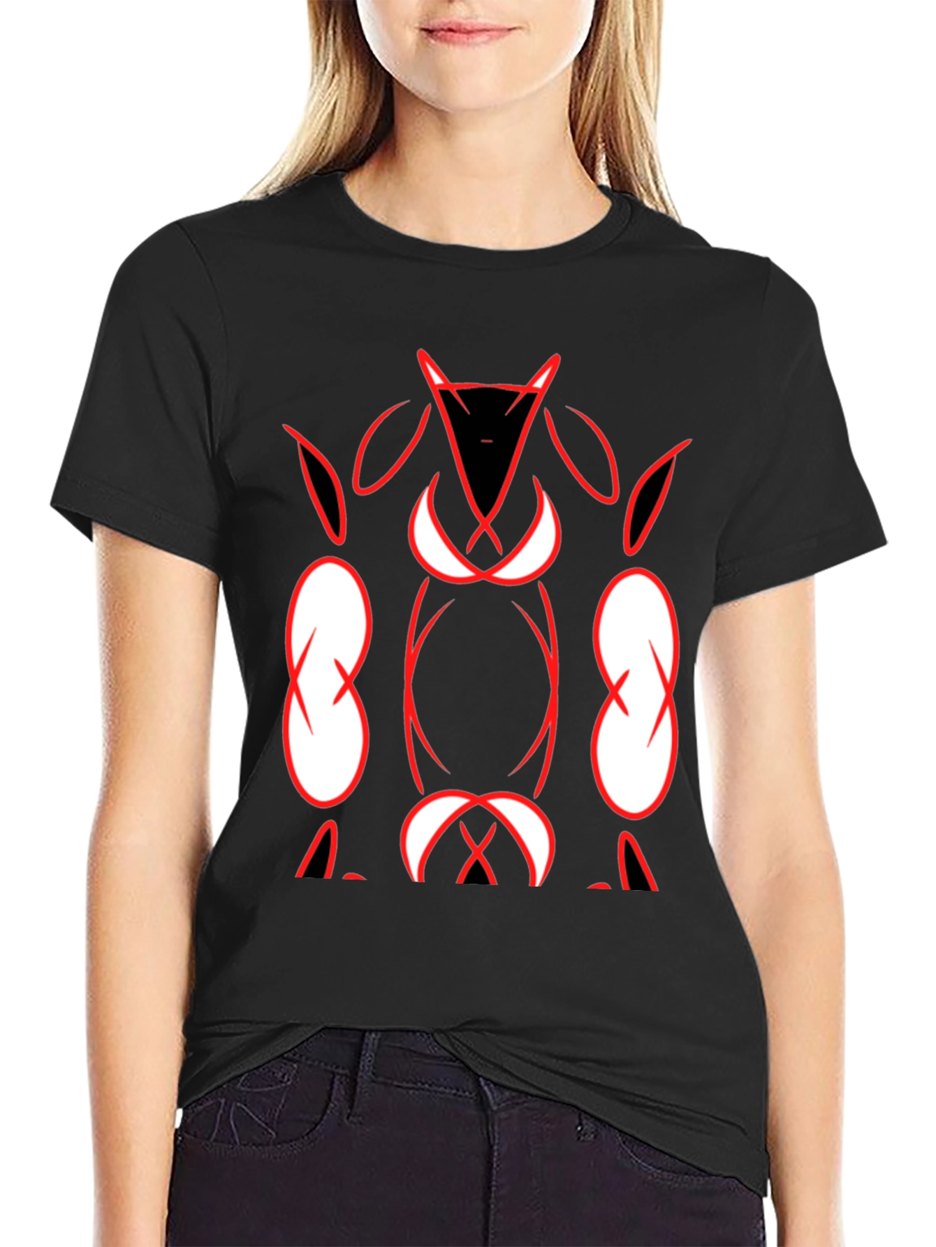 Abstract Graphic Print Black Tee