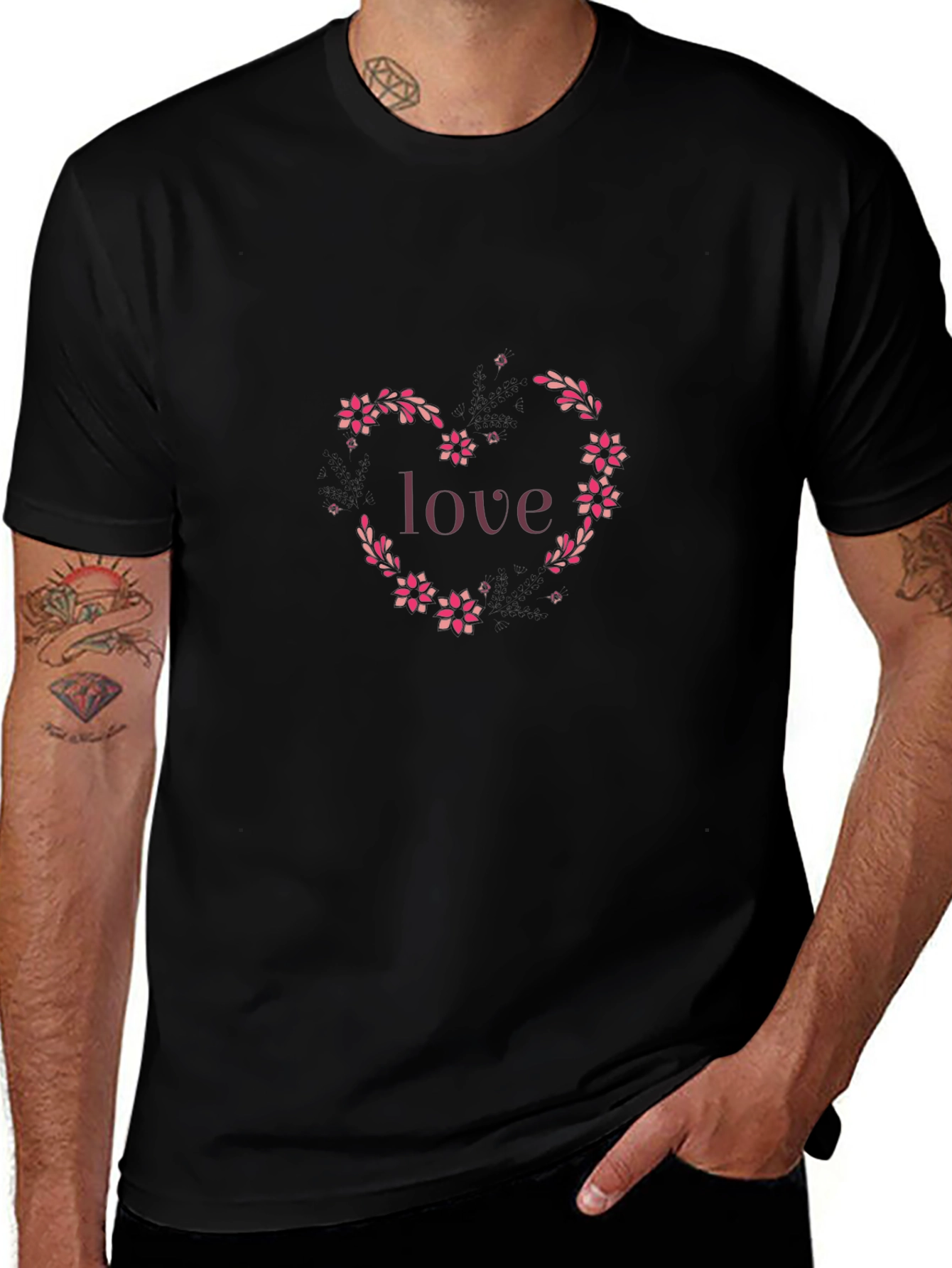 Love Floral Heart Graphic T-Shirt