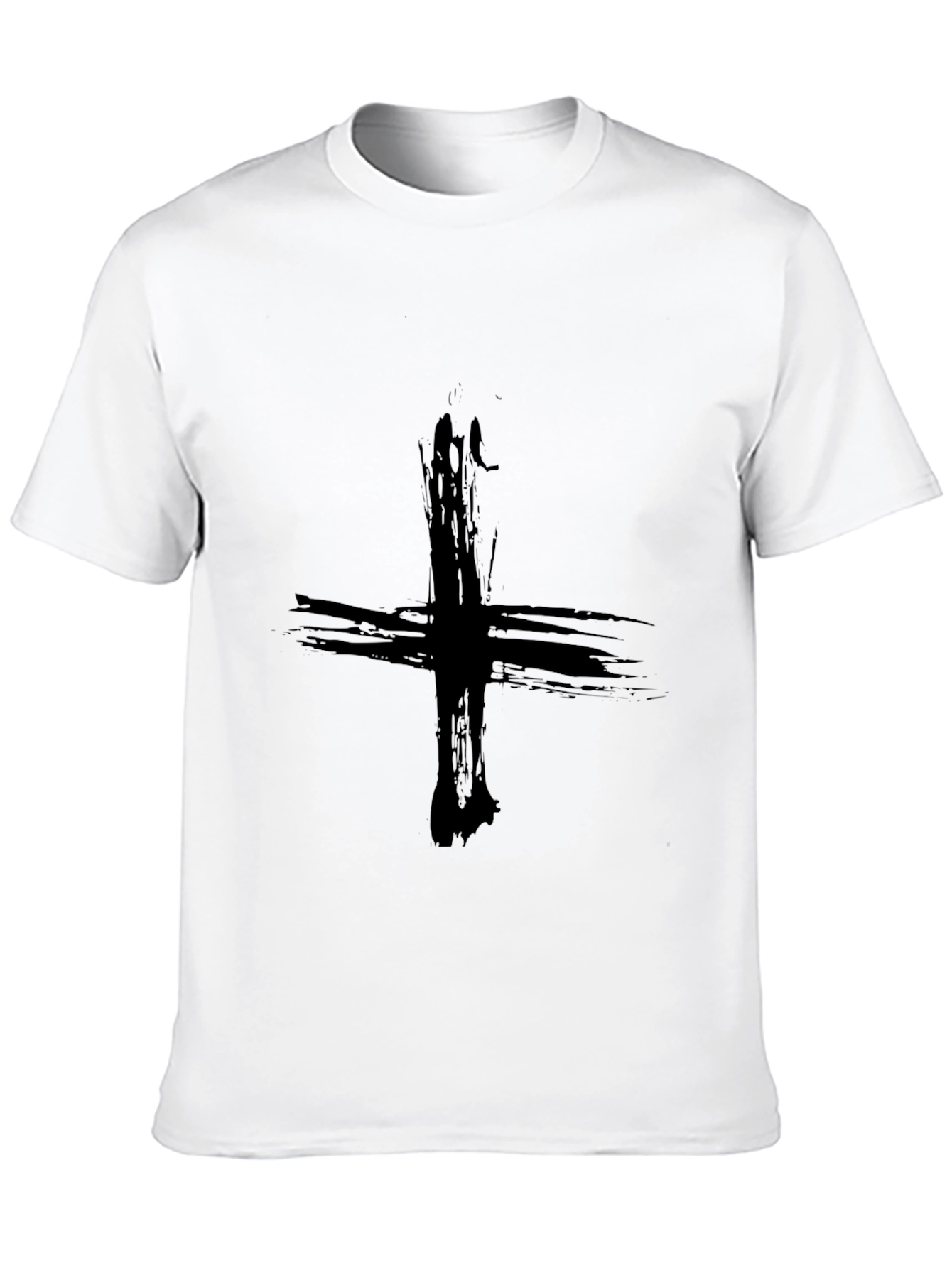Grunge Cross Graphic Tee - Black