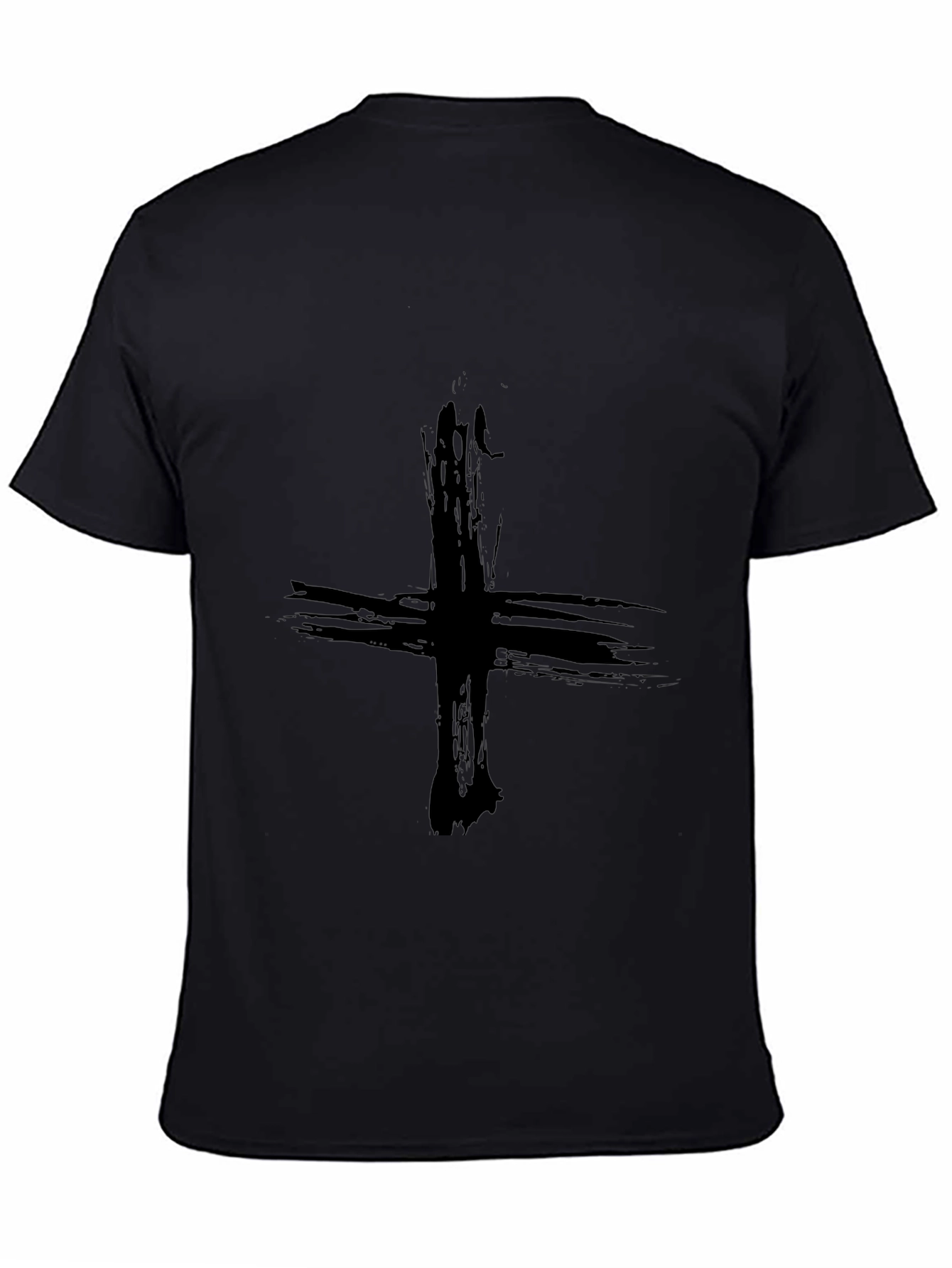 Grunge Cross Graphic Tee - Black