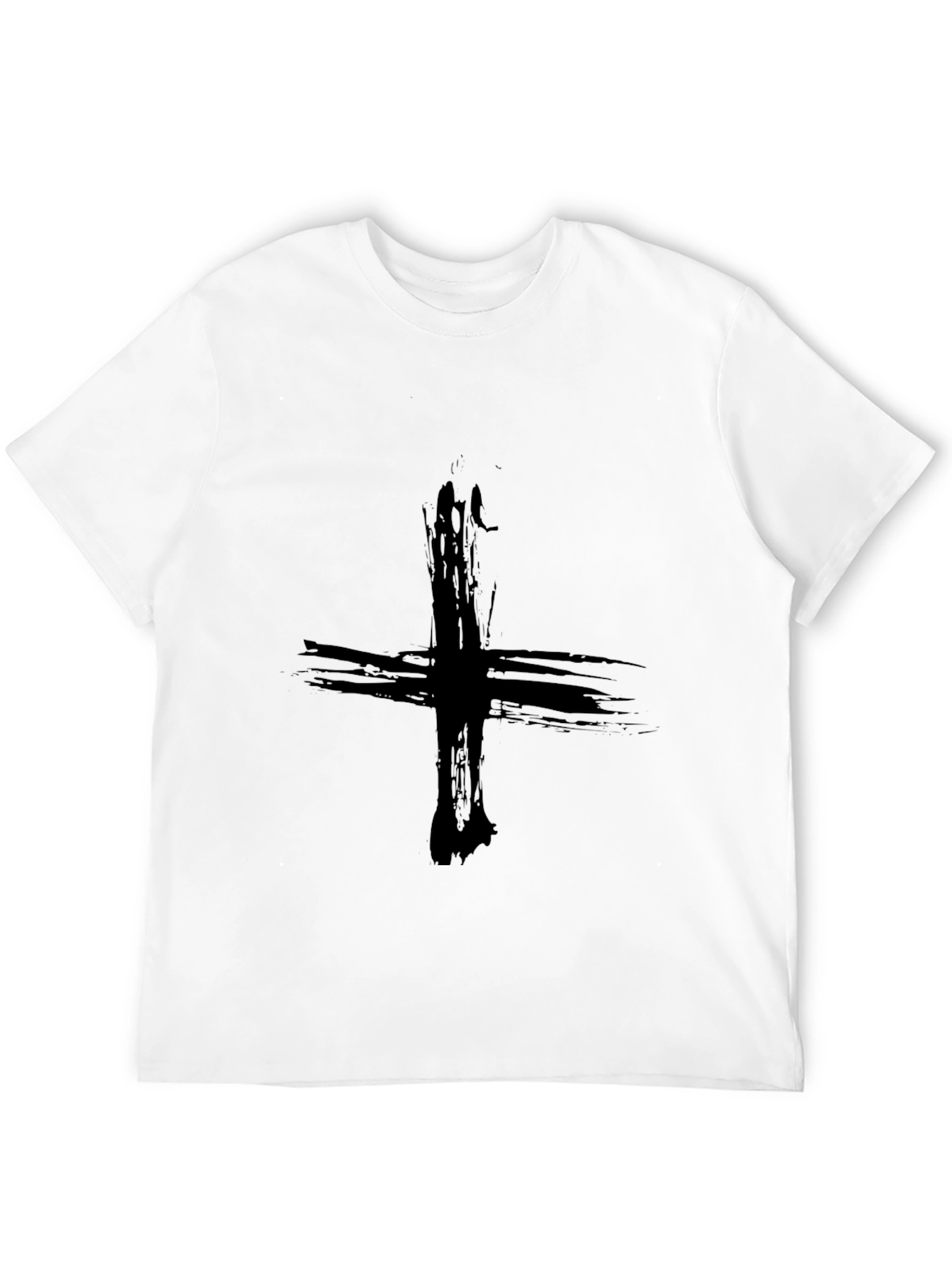 Grunge Cross Graphic Tee - Black