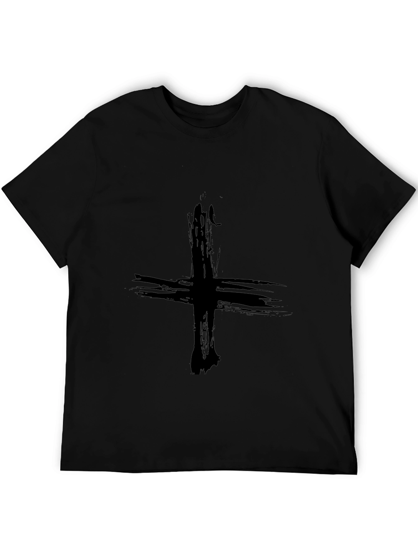 Grunge Cross Graphic Tee - Black