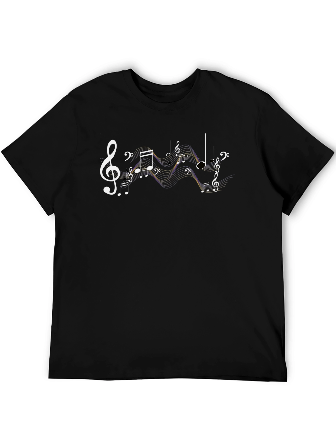 Musical Notes Graphic T-Shirt - Black Cotton Tee