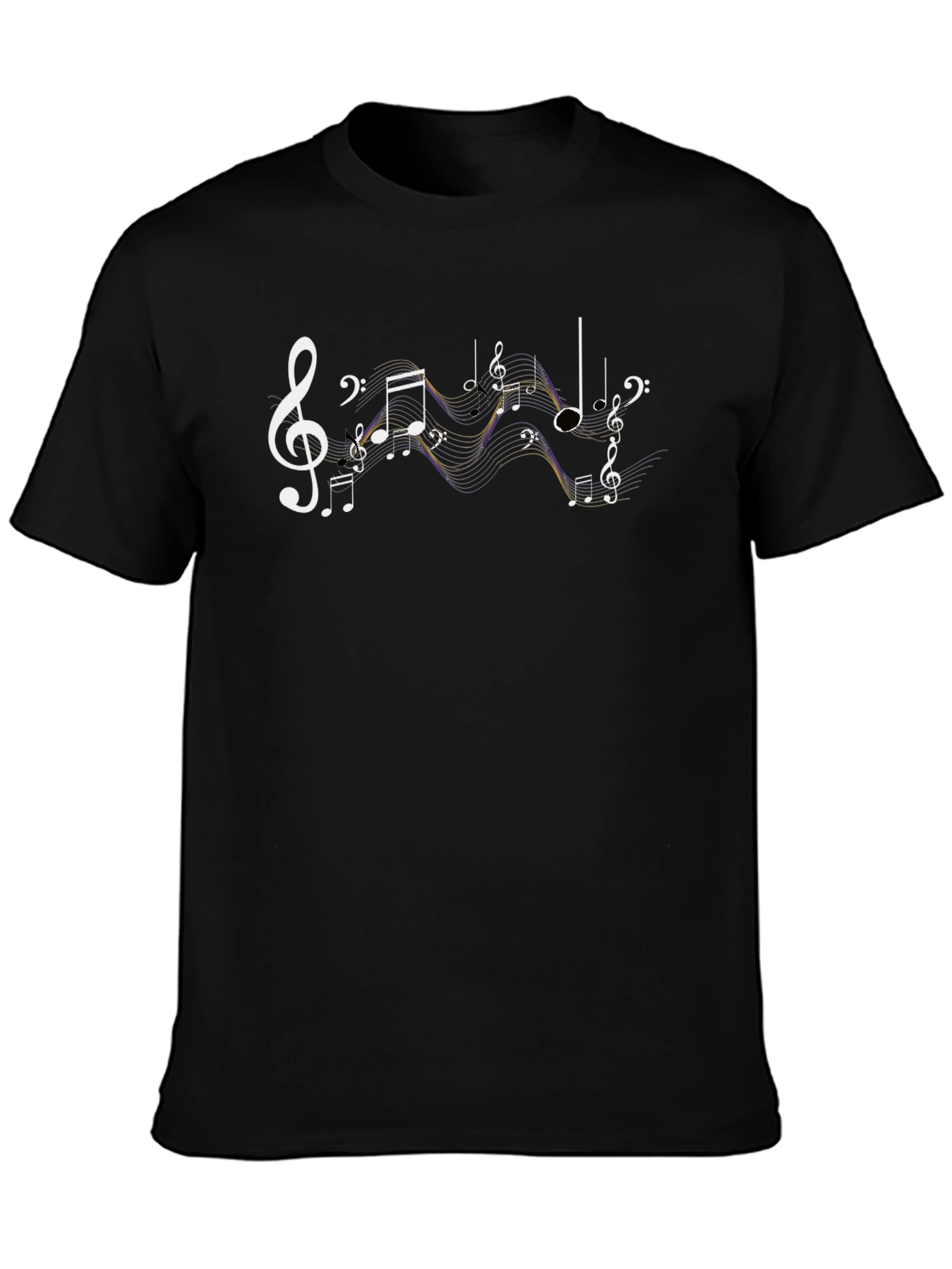 Musical Notes Graphic T-Shirt - Black Cotton Tee