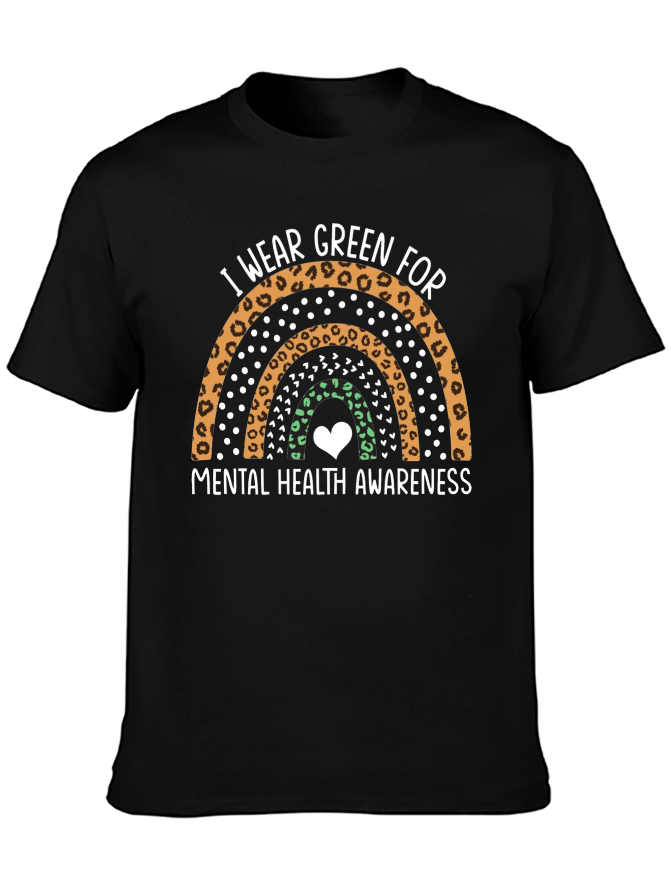 Mental Health Awareness Green Rainbow T-Shirt