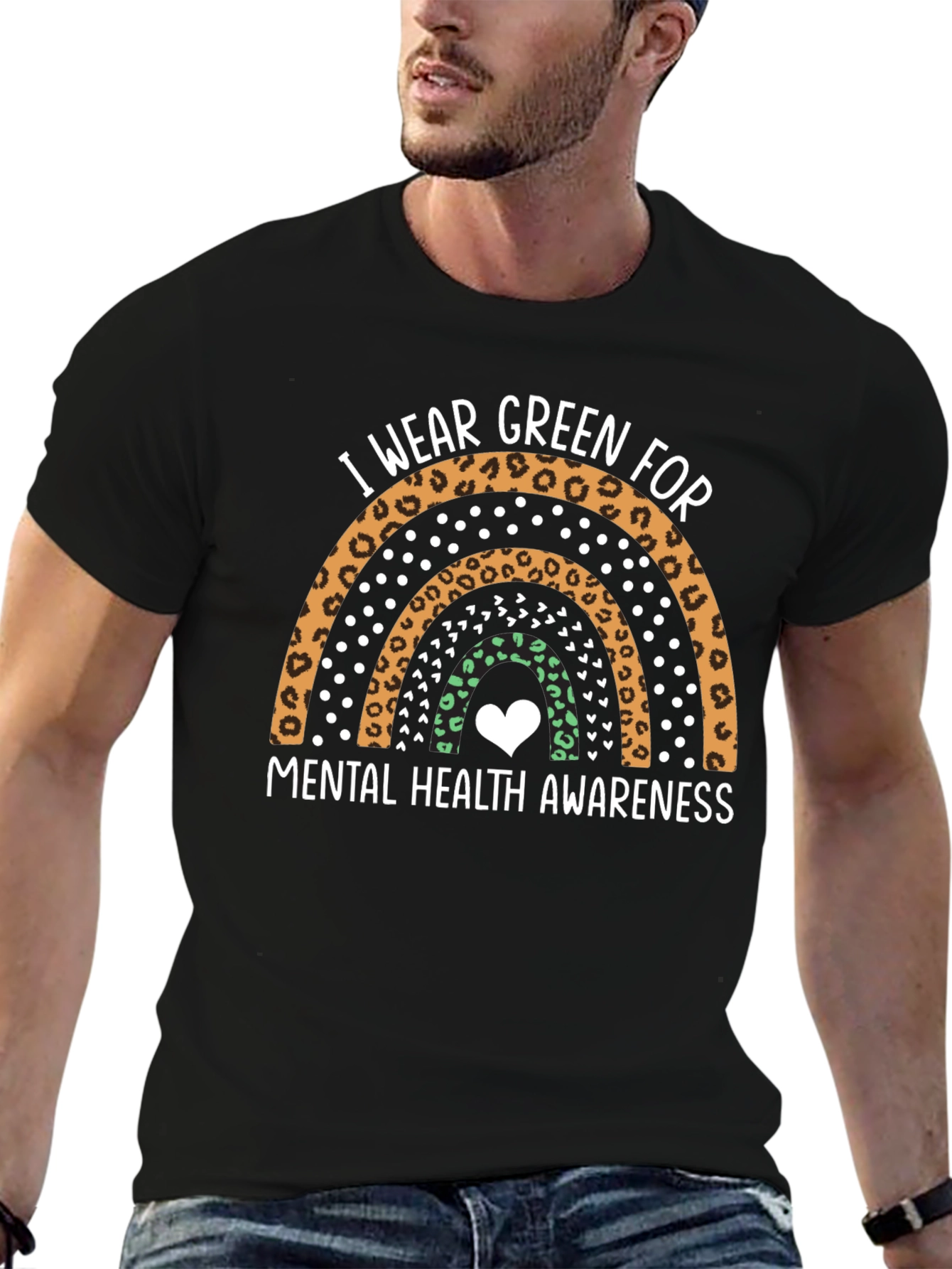 Mental Health Awareness Green Rainbow T-Shirt