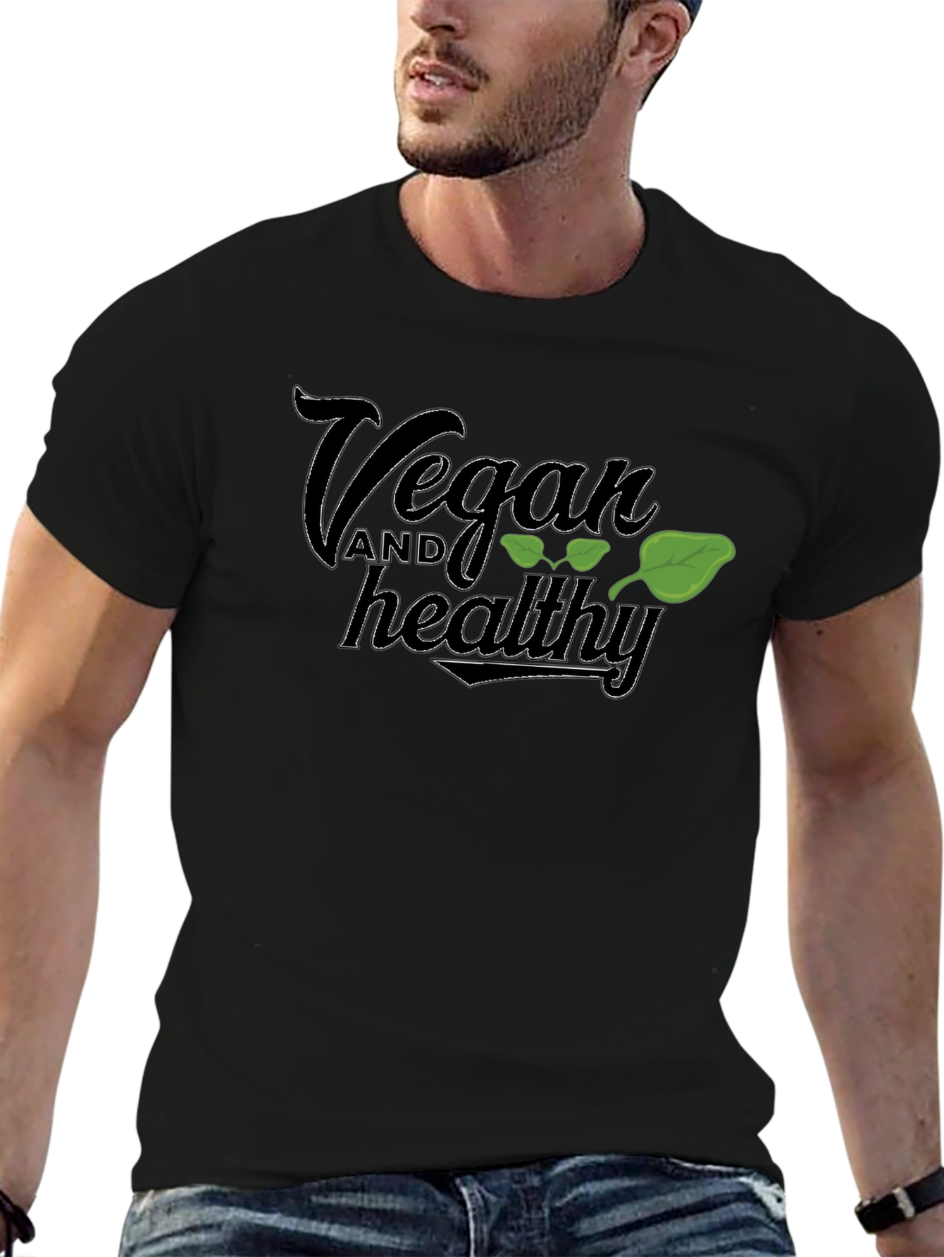 Vegan and Healthy Black T-Shirt