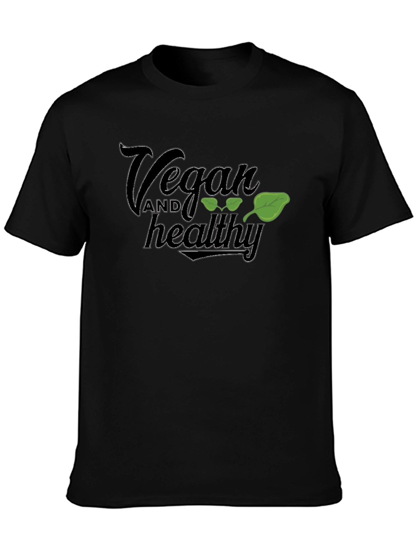 Vegan and Healthy Black T-Shirt
