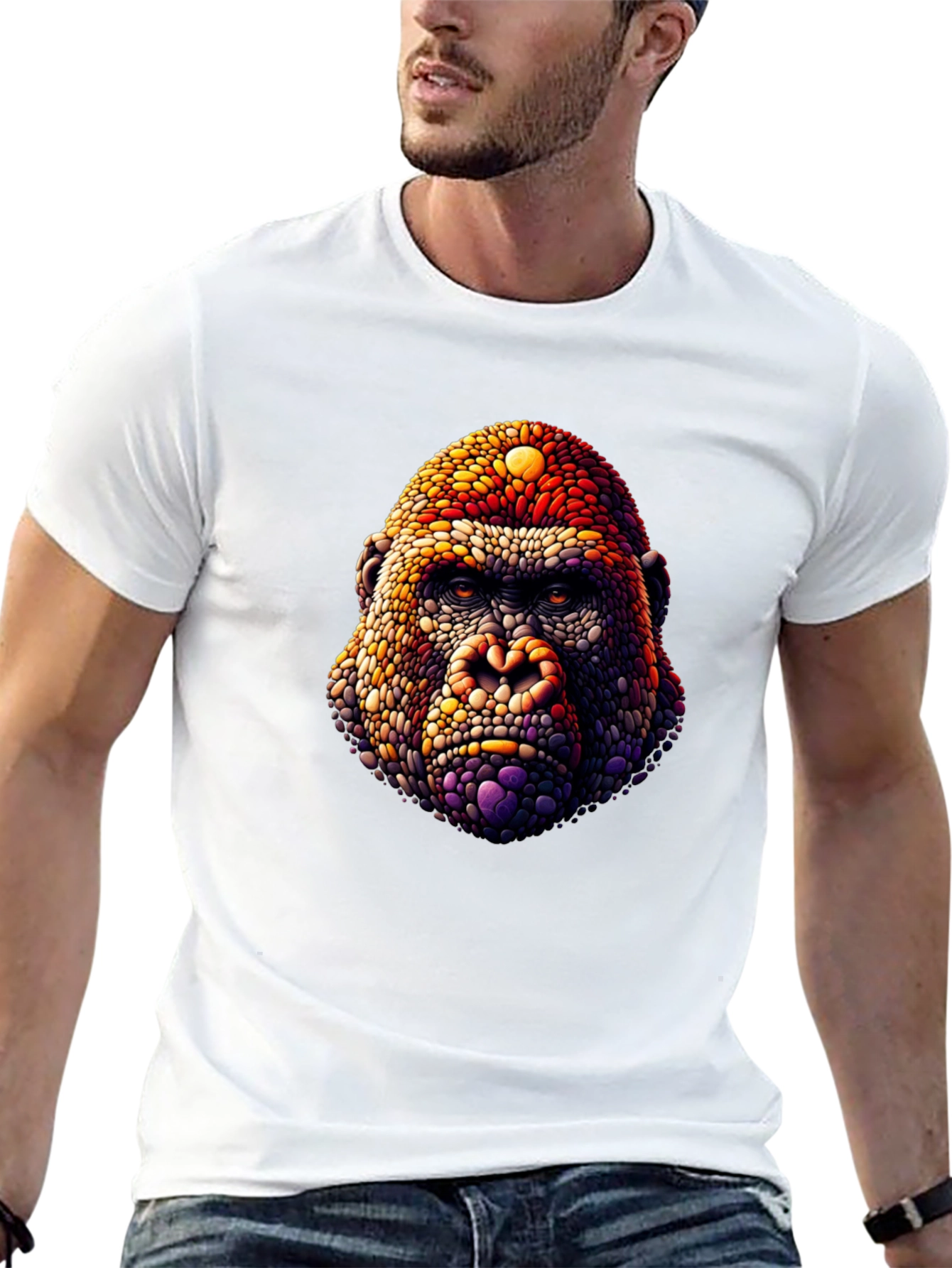 Gorilla Head Graphic Print Black T-Shirt