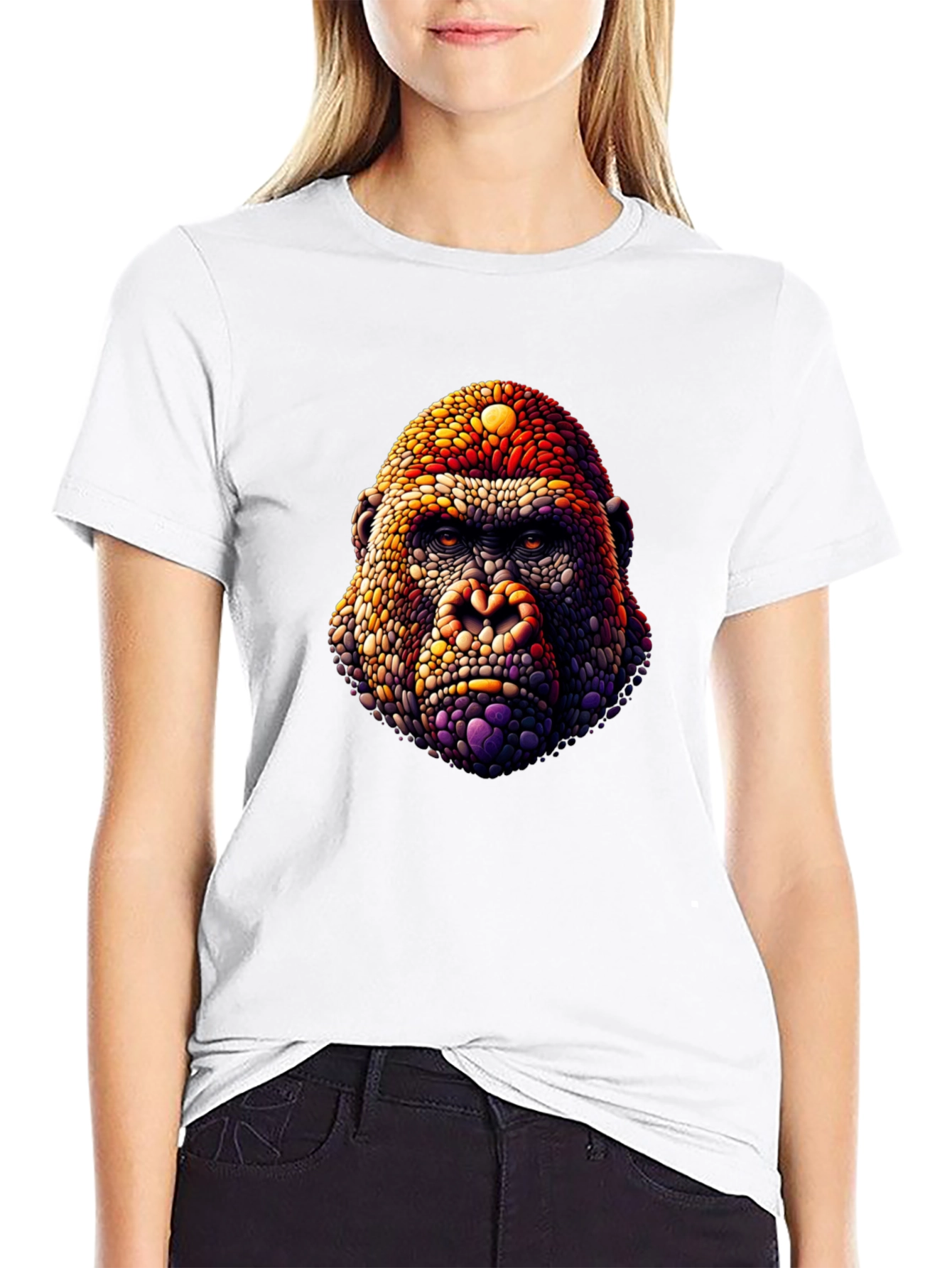 Gorilla Head Graphic Print Black T-Shirt