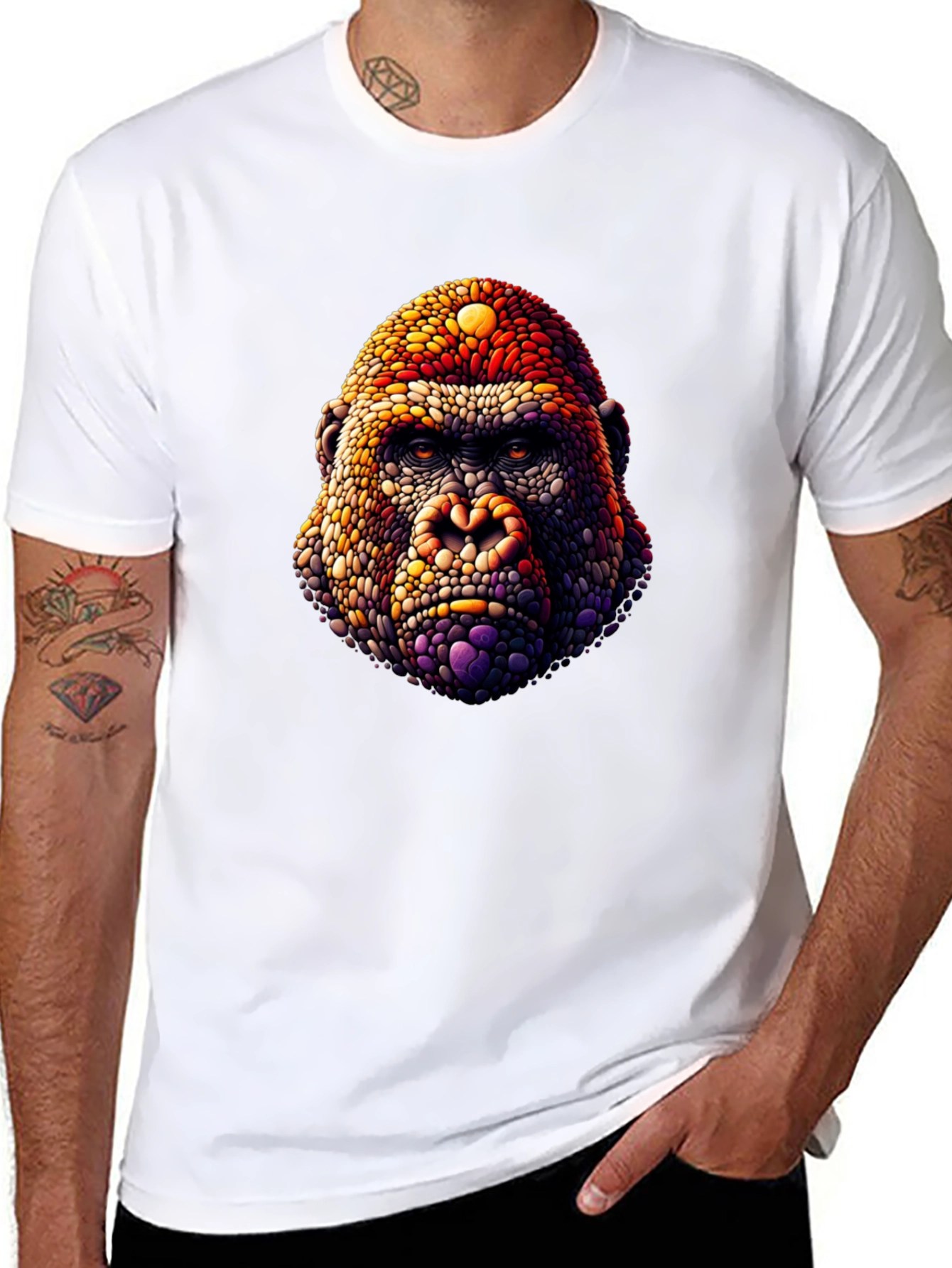 Gorilla Head Graphic Print Black T-Shirt